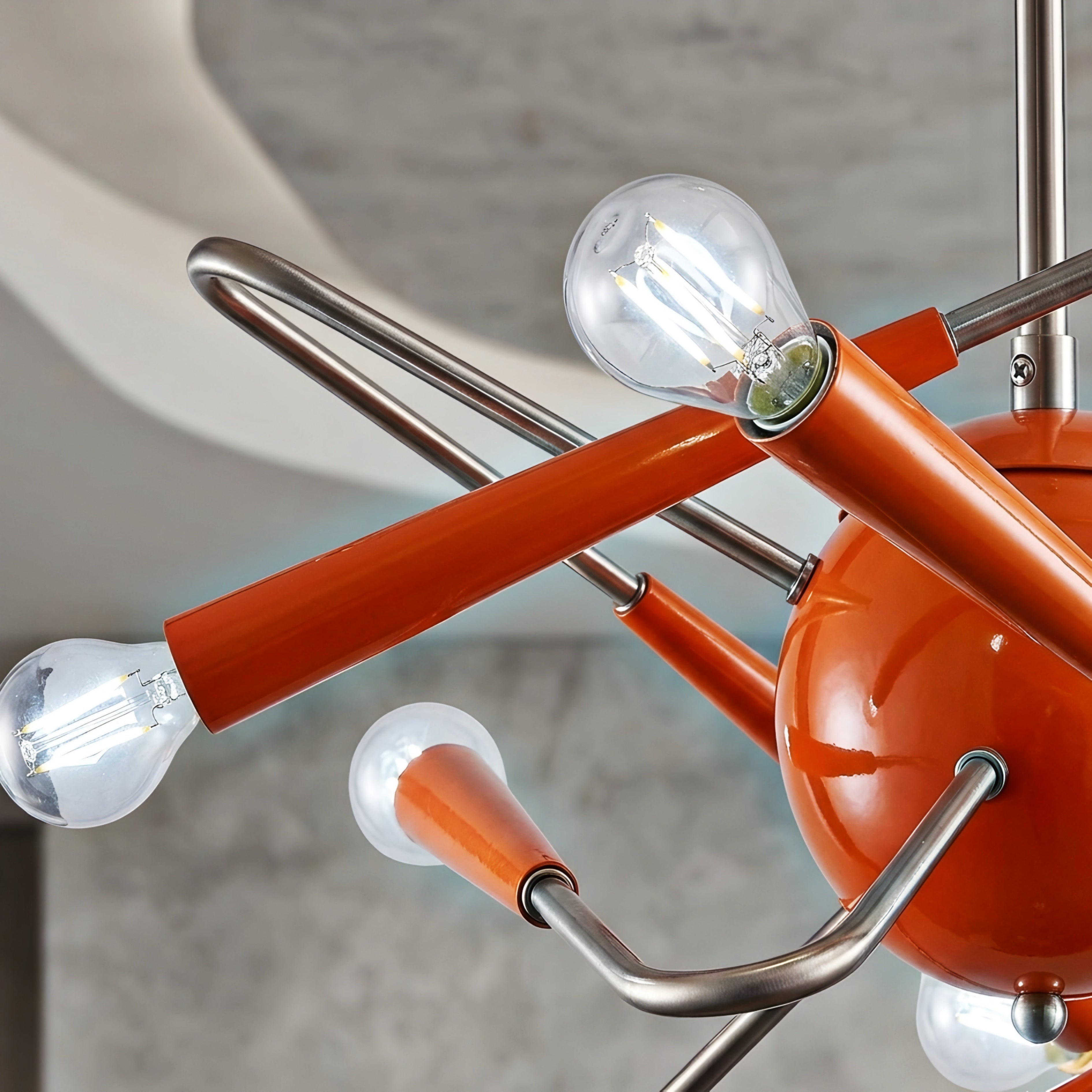Vexaro Sputnik Pendant Light – Mid Century Modern Chandelier Orange Dining Room Living Room Ceiling Lighting