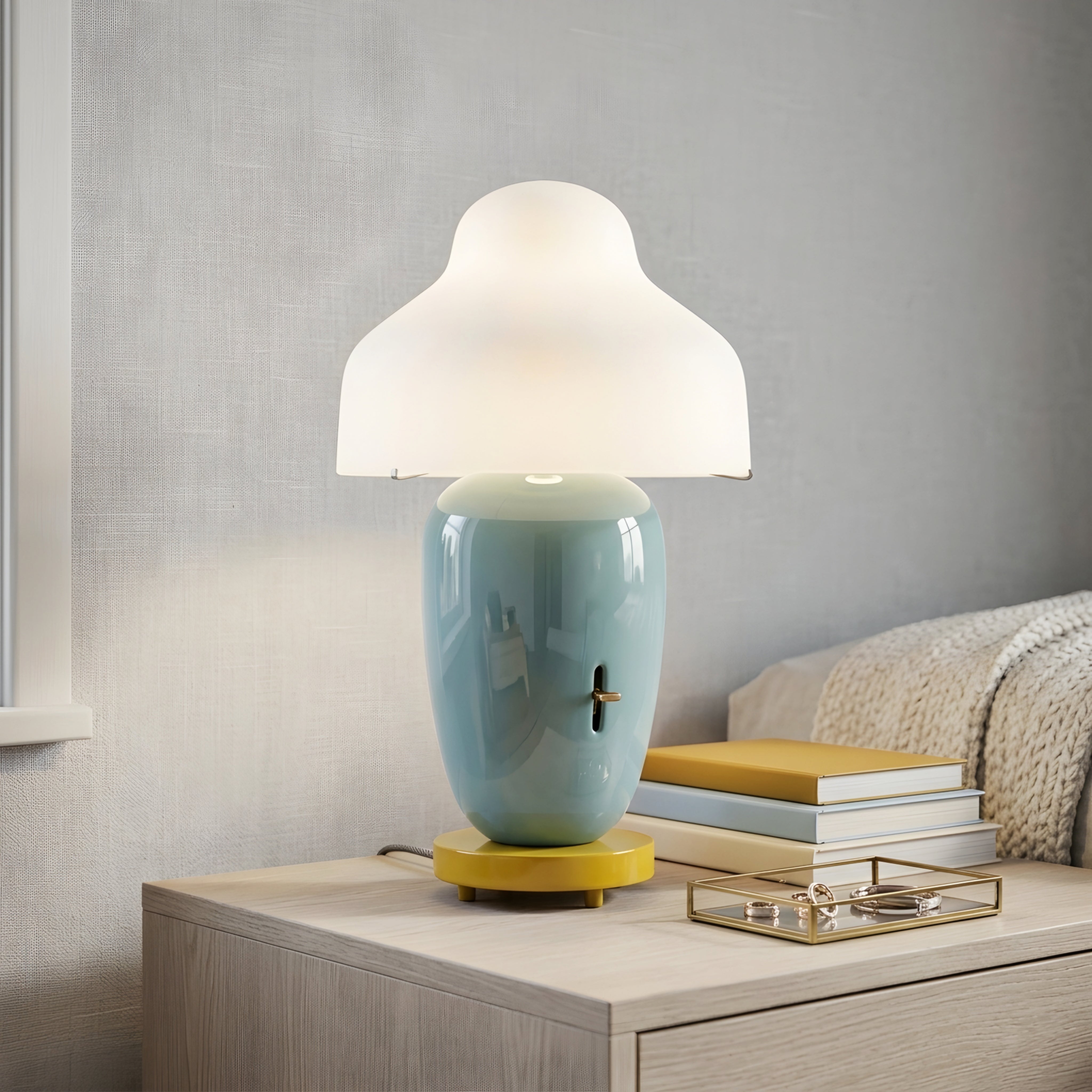 Lorvex Table Lamp – Ceramic Blue White Decorative Living Room Bedroom Hand Painted Ginger Jar
