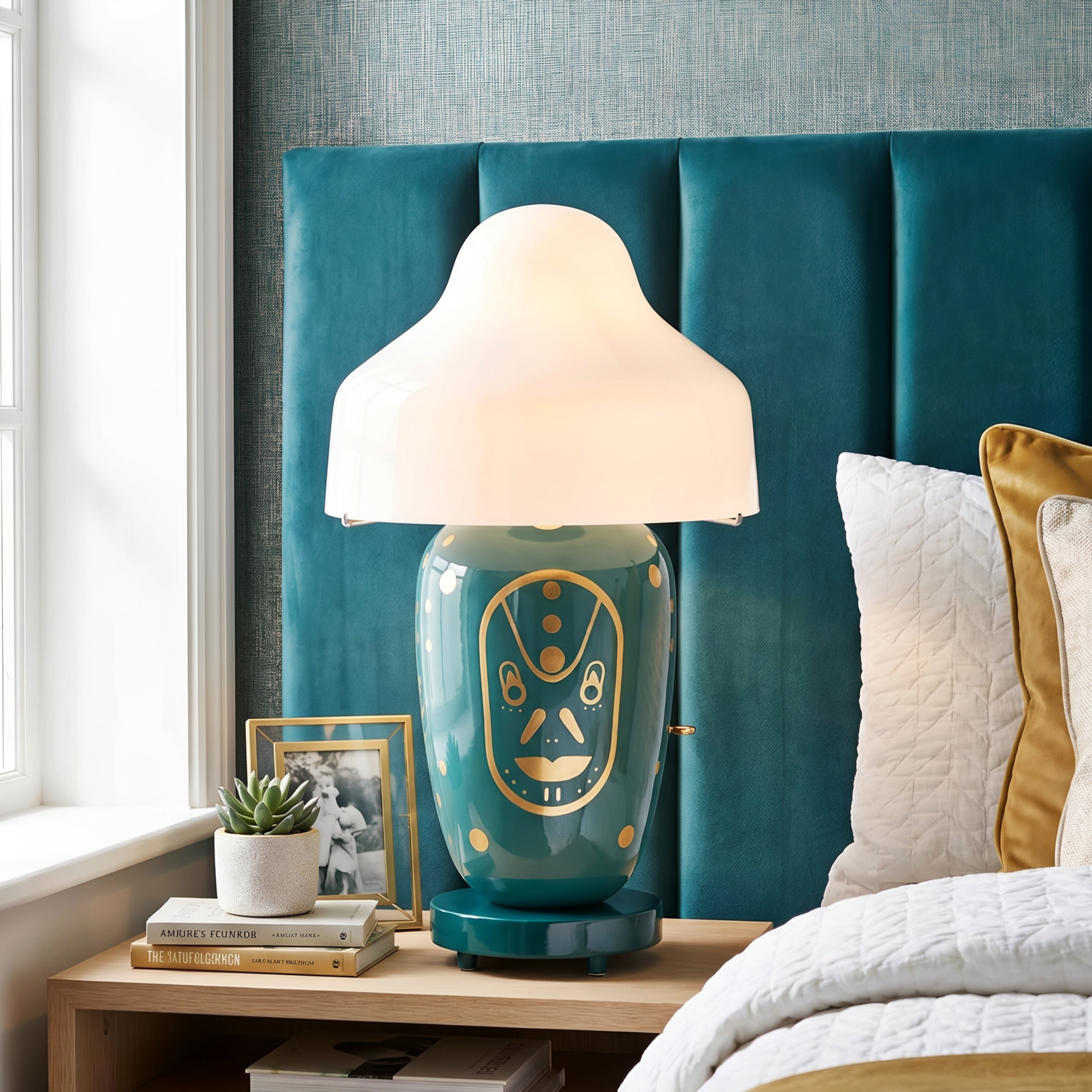 Lorvex Table Lamp – Ceramic Blue White Decorative Living Room Bedroom Hand Painted Ginger Jar