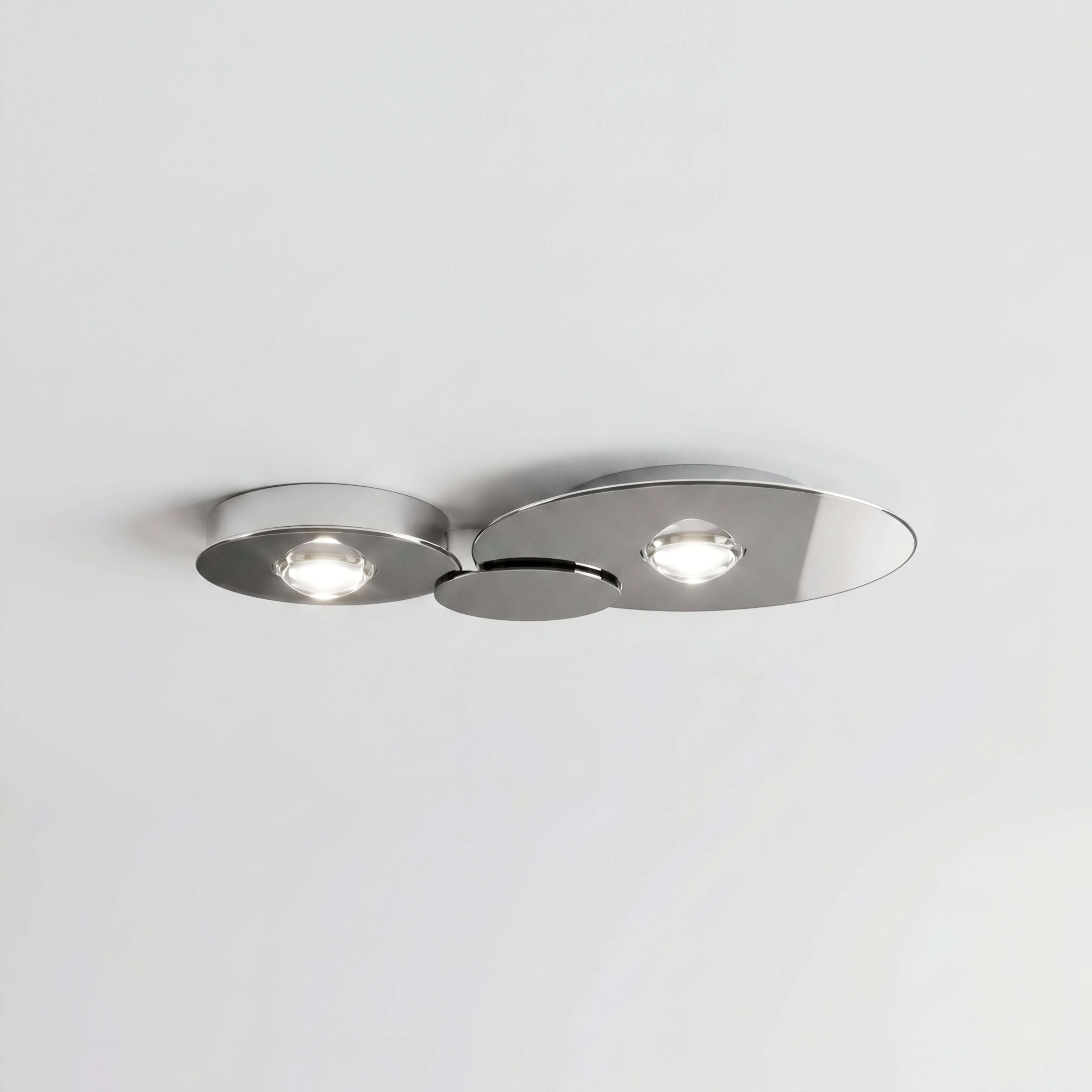 Orbix Tri Ceiling Light – LED Modern Flush Mount Adjustable Disc Black Chrome Kitchen Living Room