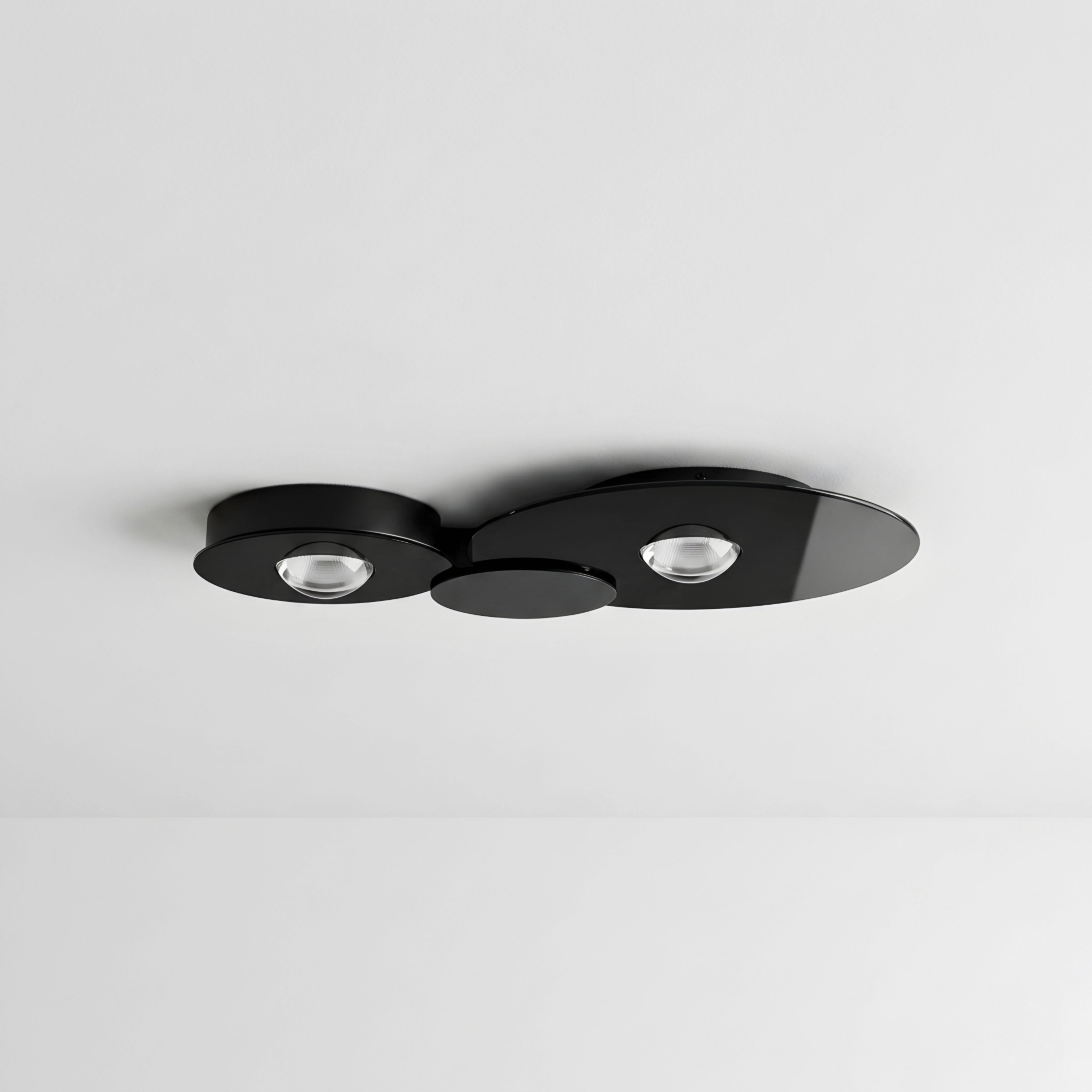 Orbix Tri Ceiling Light – LED Modern Flush Mount Adjustable Disc Black Chrome Kitchen Living Room