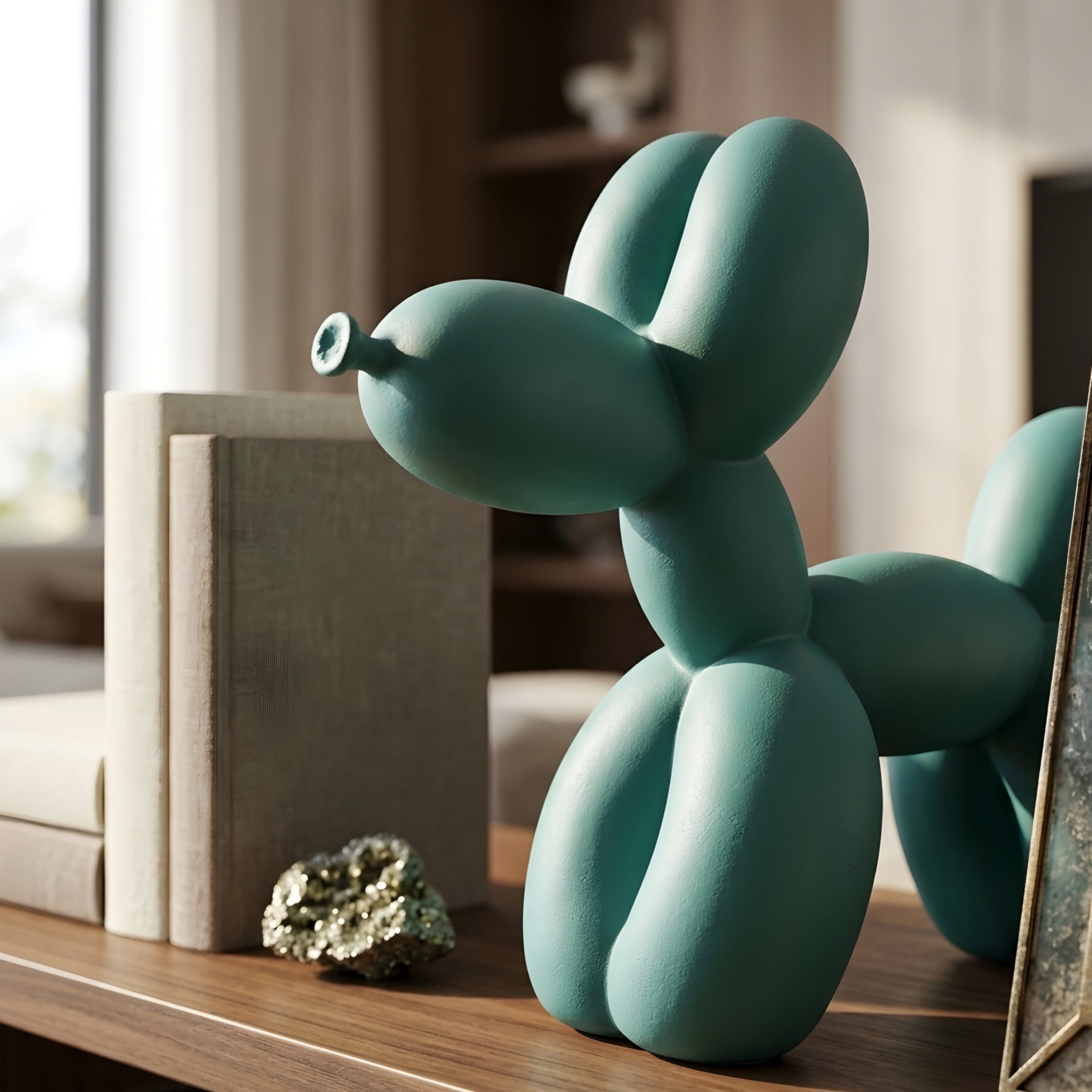 Ballooni Pup Sculpture – Modern Balloon Dog Decorative Art Figurine Living Room Bedroom Shelf Decor