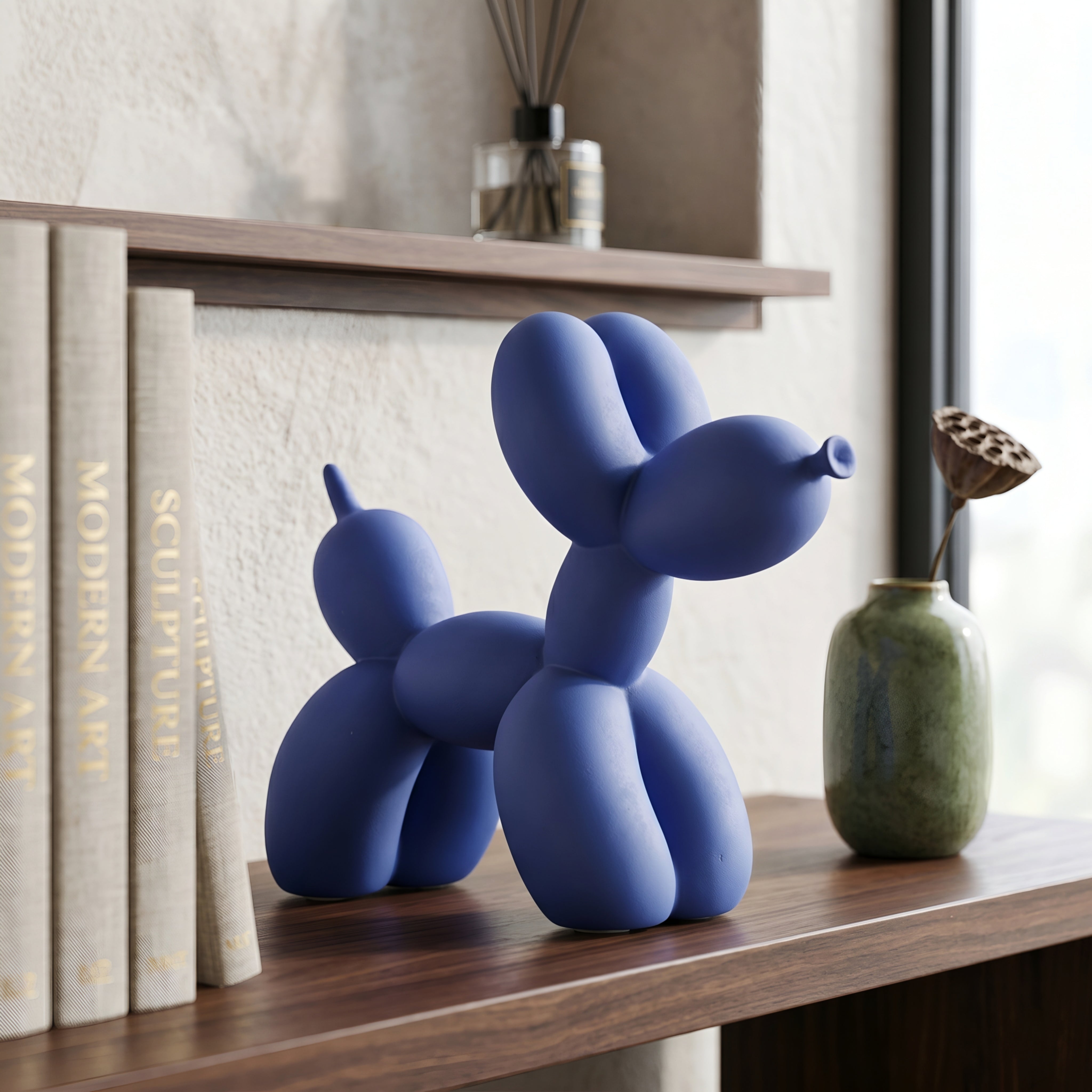 Ballooni Pup Sculpture – Modern Balloon Dog Decorative Art Figurine Living Room Bedroom Shelf Decor
