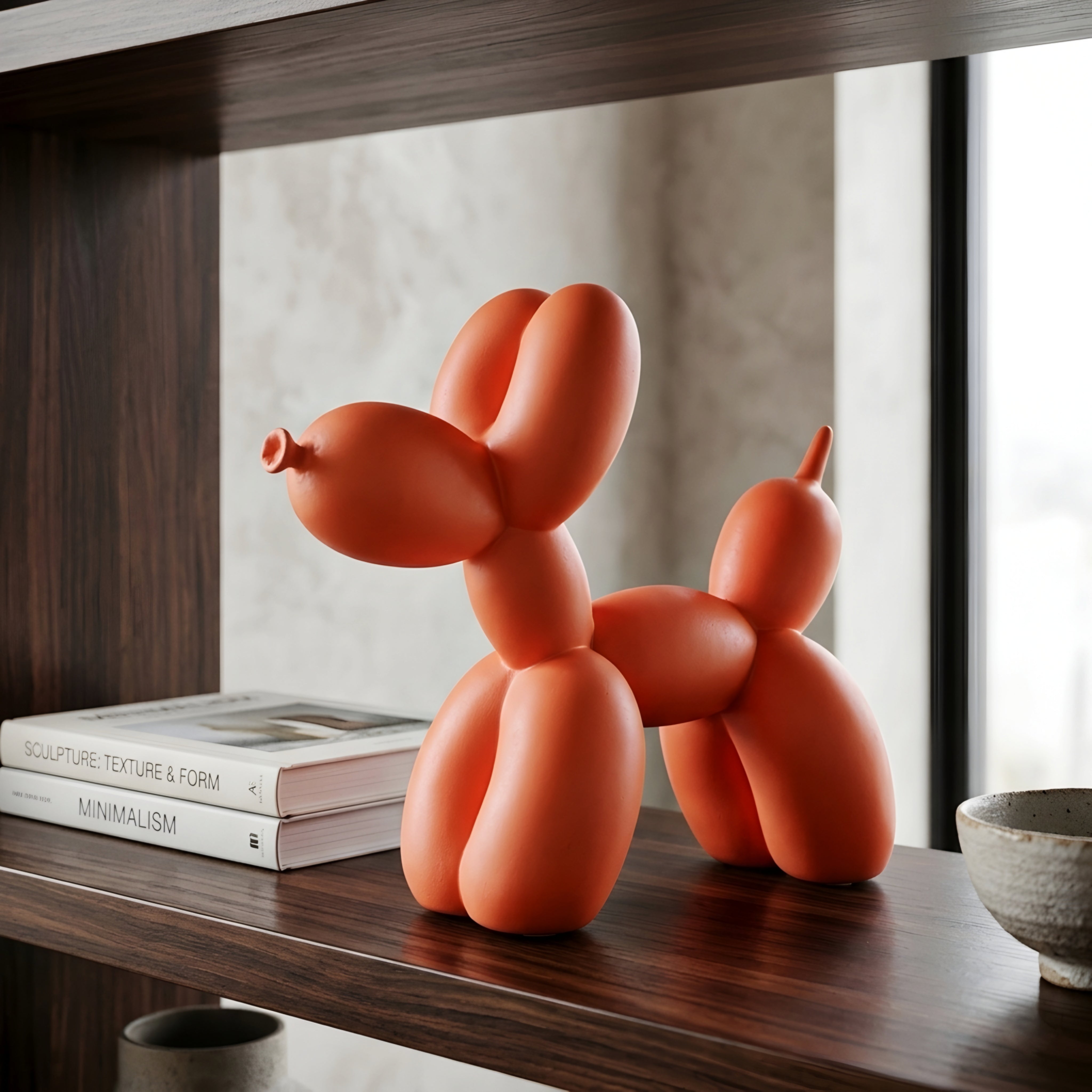 Ballooni Pup Sculpture – Modern Balloon Dog Decorative Art Figurine Living Room Bedroom Shelf Decor