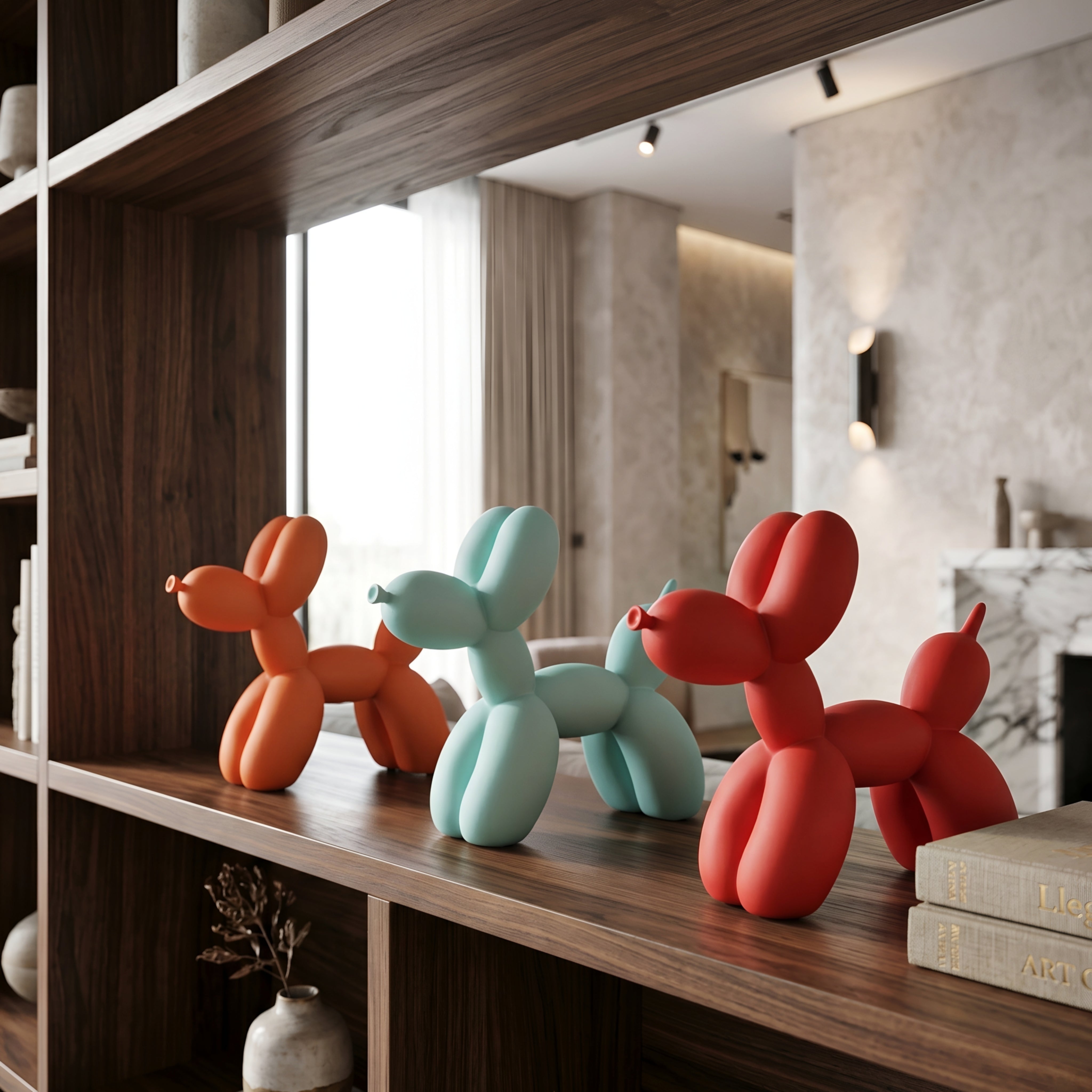 Ballooni Pup Sculpture – Modern Balloon Dog Decorative Art Figurine Living Room Bedroom Shelf Decor