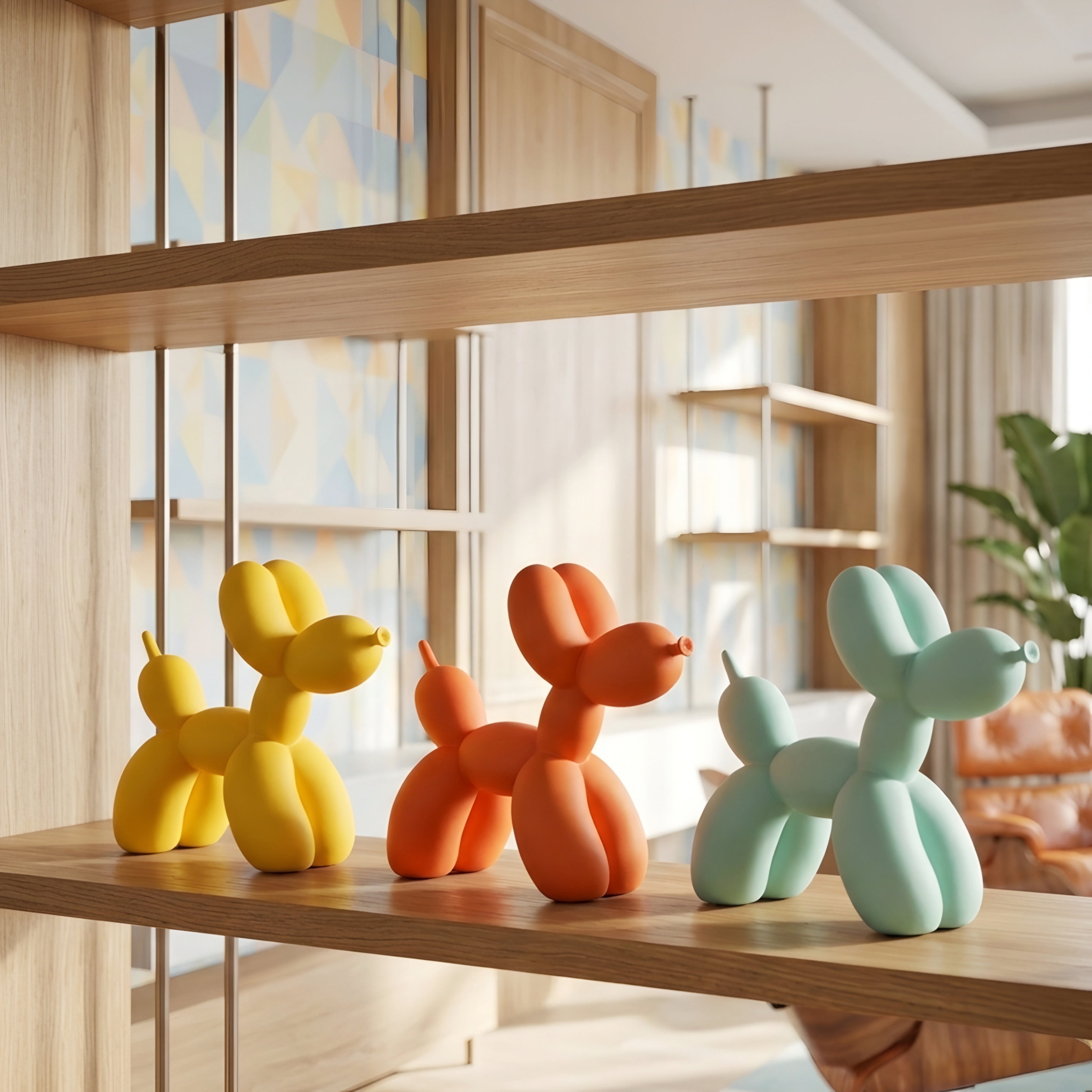 Ballooni Pup Sculpture – Modern Balloon Dog Decorative Art Figurine Living Room Bedroom Shelf Decor