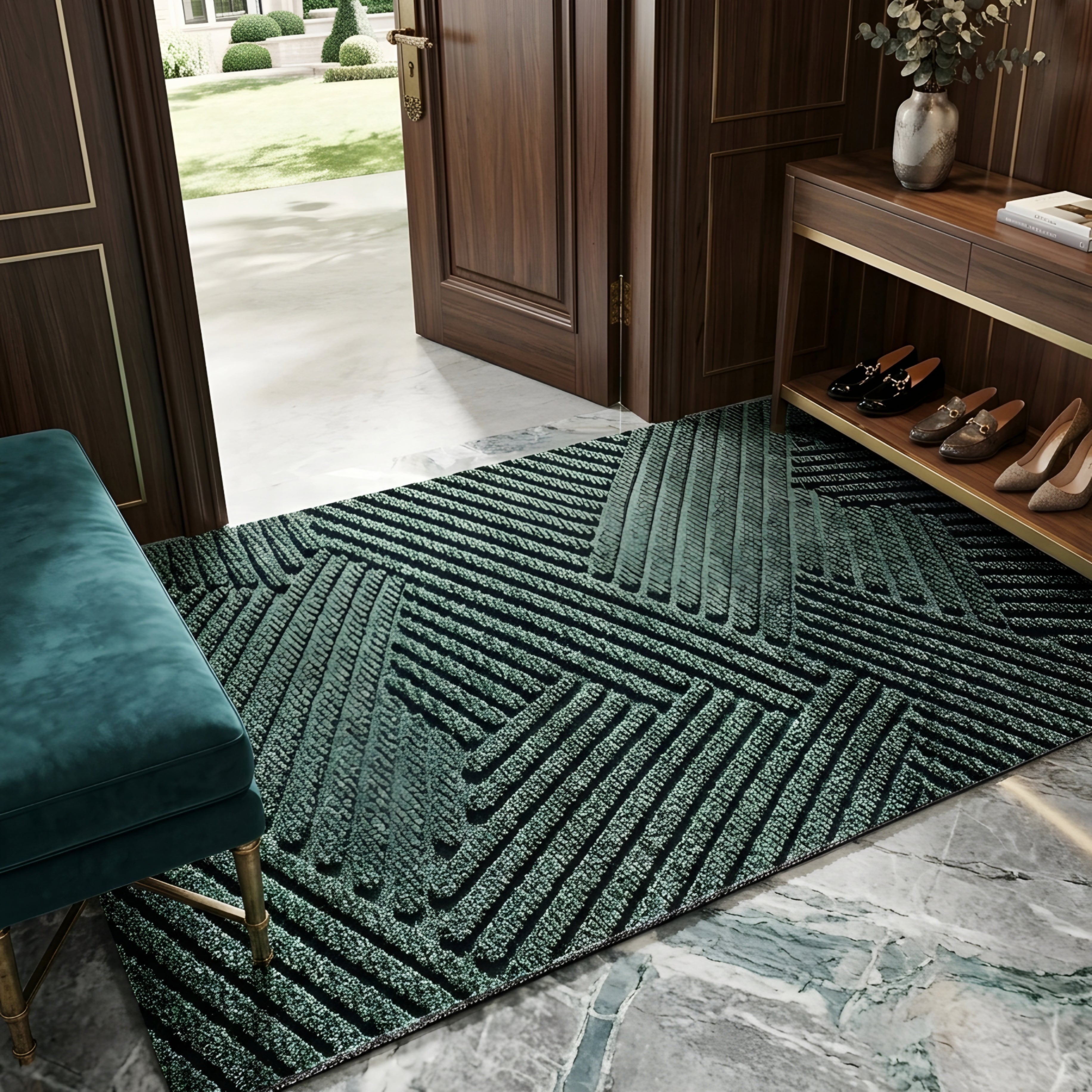 Stralen Geometric Door Mat – Modern Textured Entry Rug Indoor Outdoor Non-Slip Decorative Home Entryway