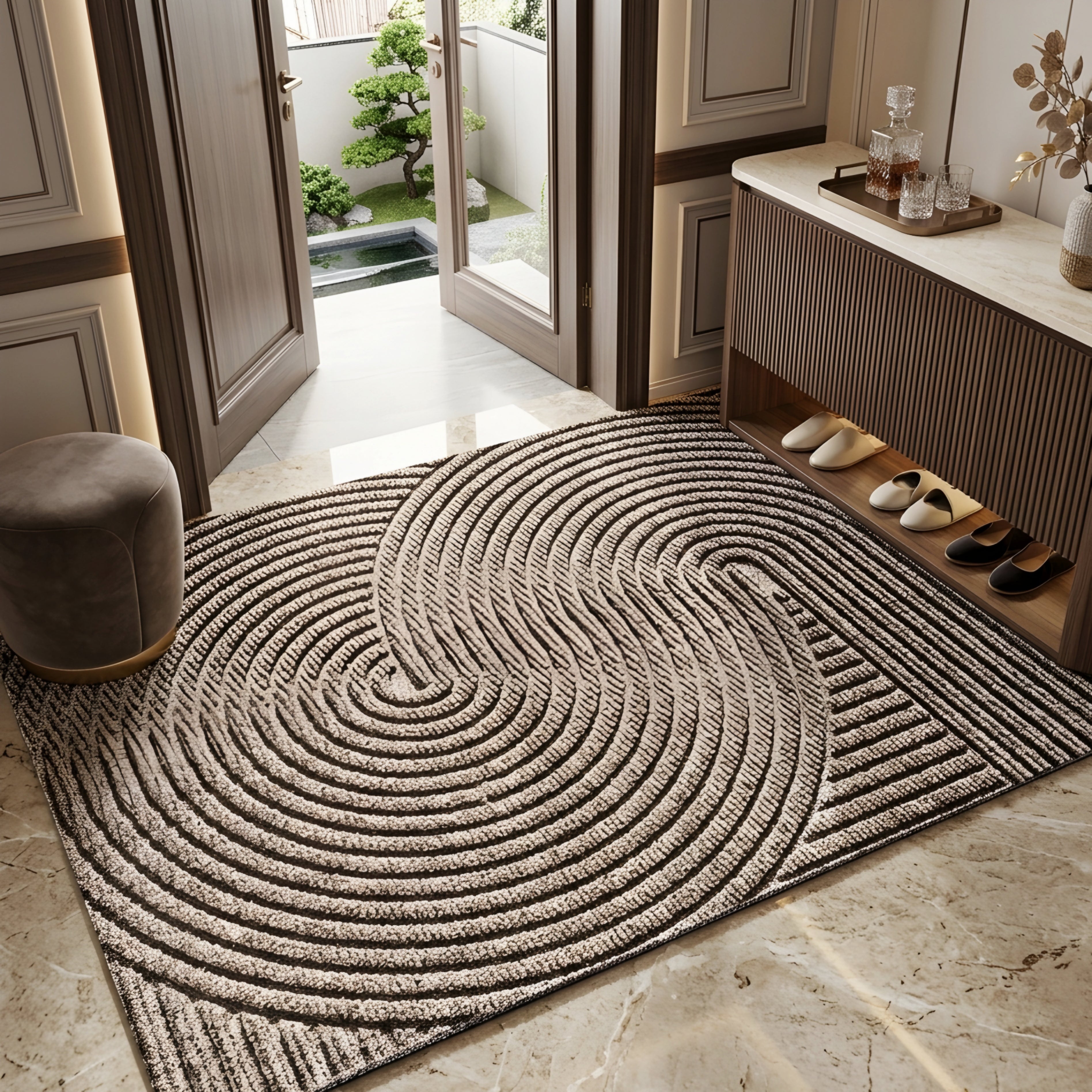 Stralen Geometric Door Mat – Modern Textured Entry Rug Indoor Outdoor Non-Slip Decorative Home Entryway