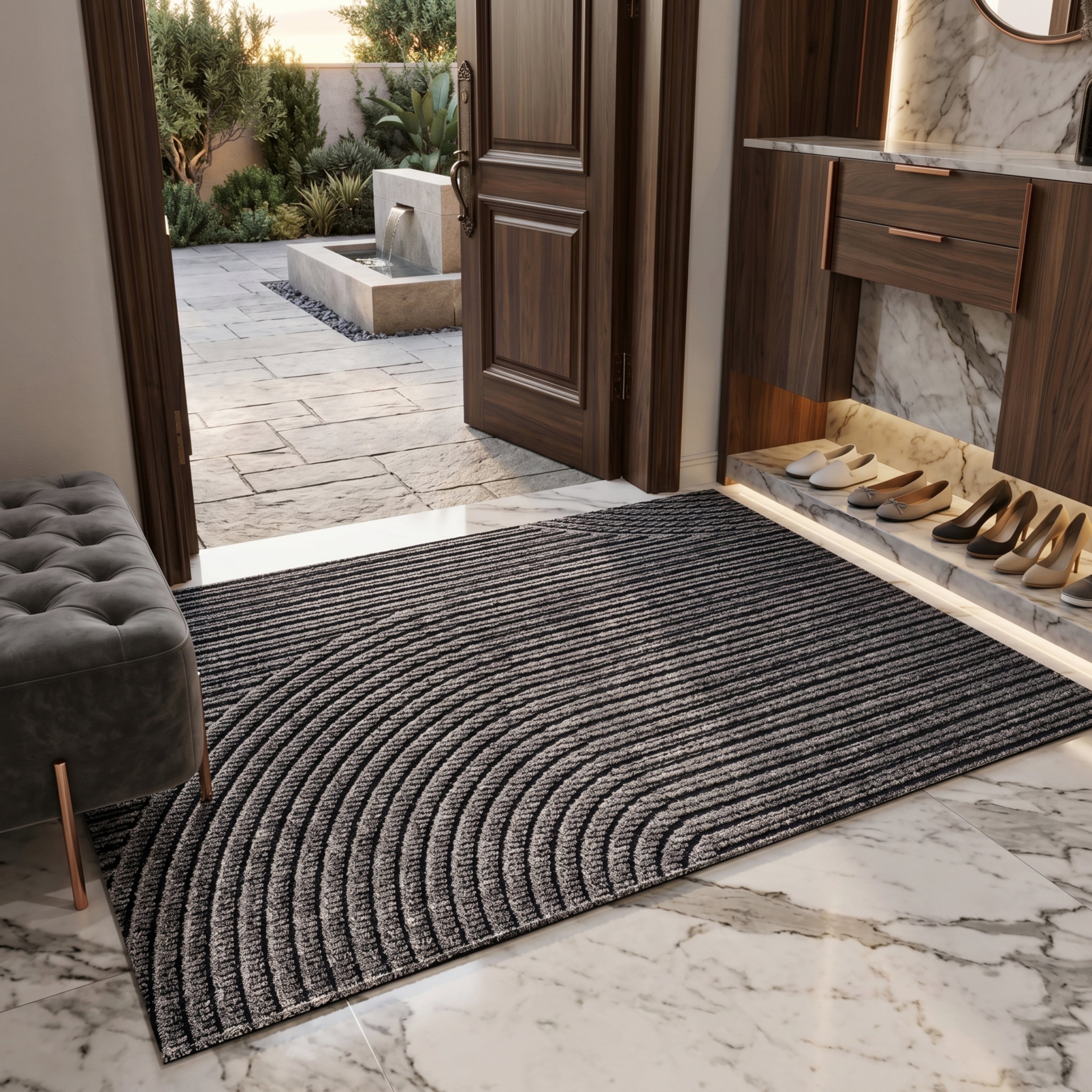 Stralen Geometric Door Mat – Modern Textured Entry Rug Indoor Outdoor Non-Slip Decorative Home Entryway