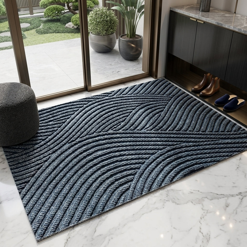 Stralen Geometric Door Mat – Modern Textured Entry Rug Indoor Outdoor Non-Slip Decorative Home Entryway