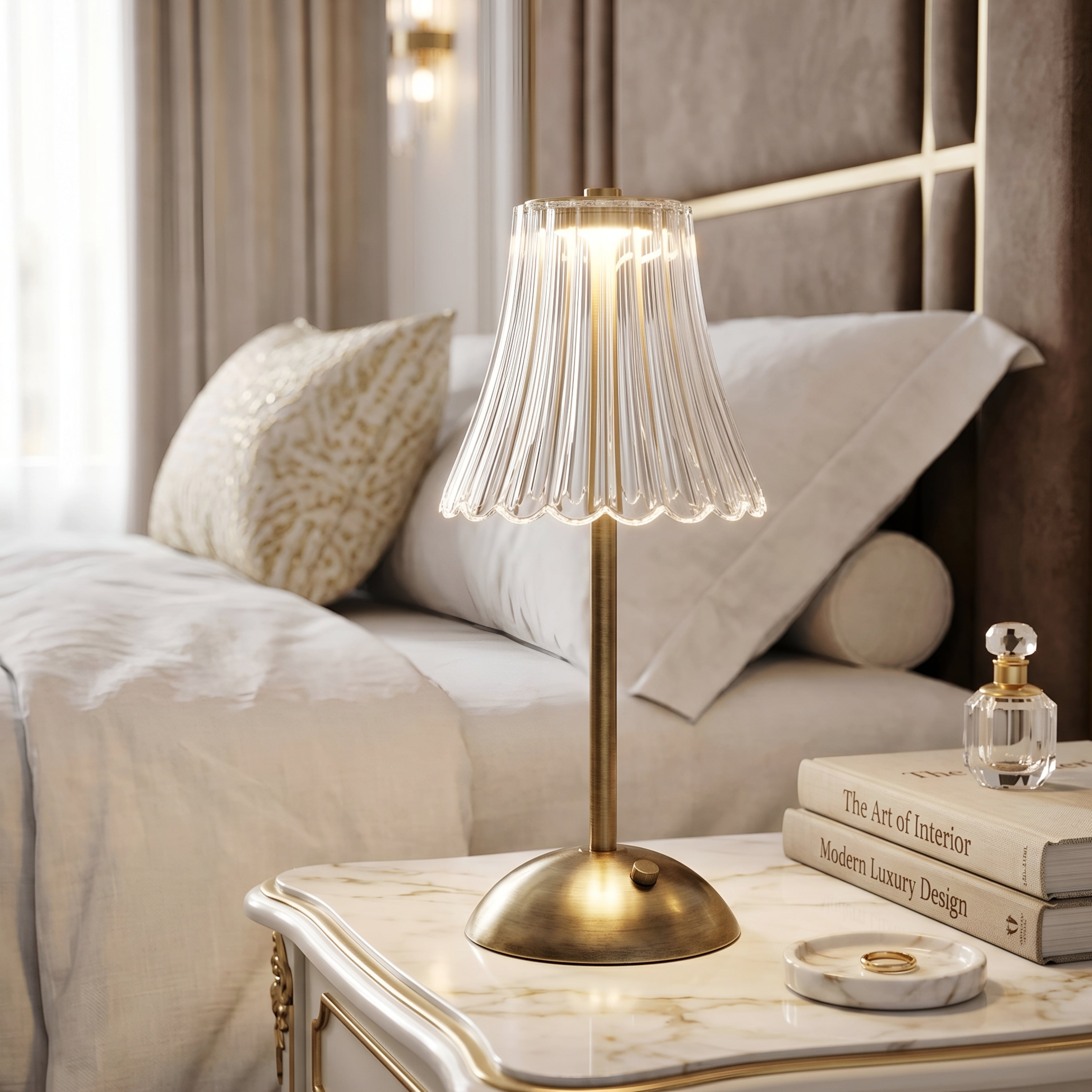 Ridella Table Lamp – LED Rechargeable Touch Sensor Dimmable Bedside Desk Light Modern Decorative