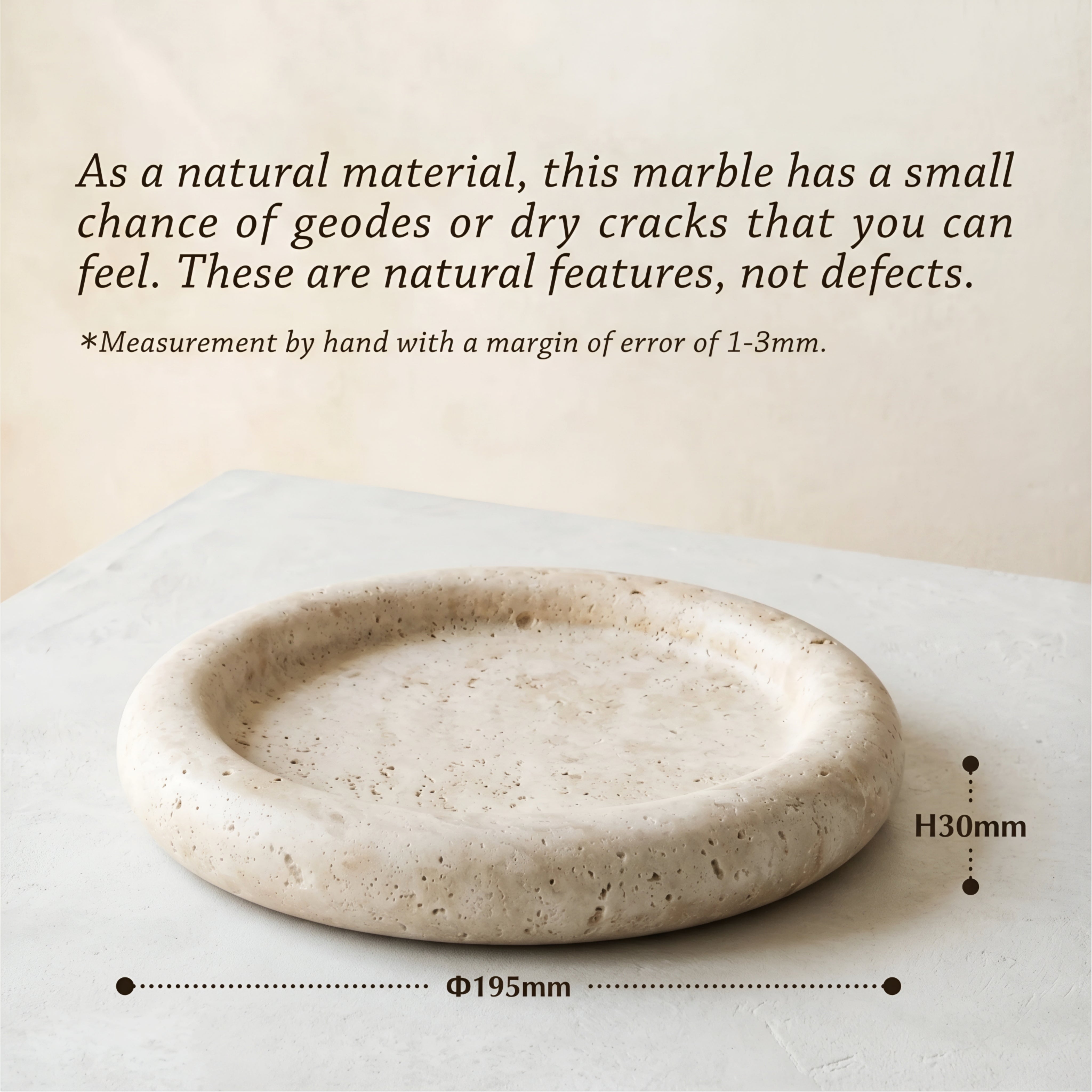 Circulus Stone Tray – Round Travertine Decorative Catchall Dish Minimalist Marble Entryway Jewelry Holder