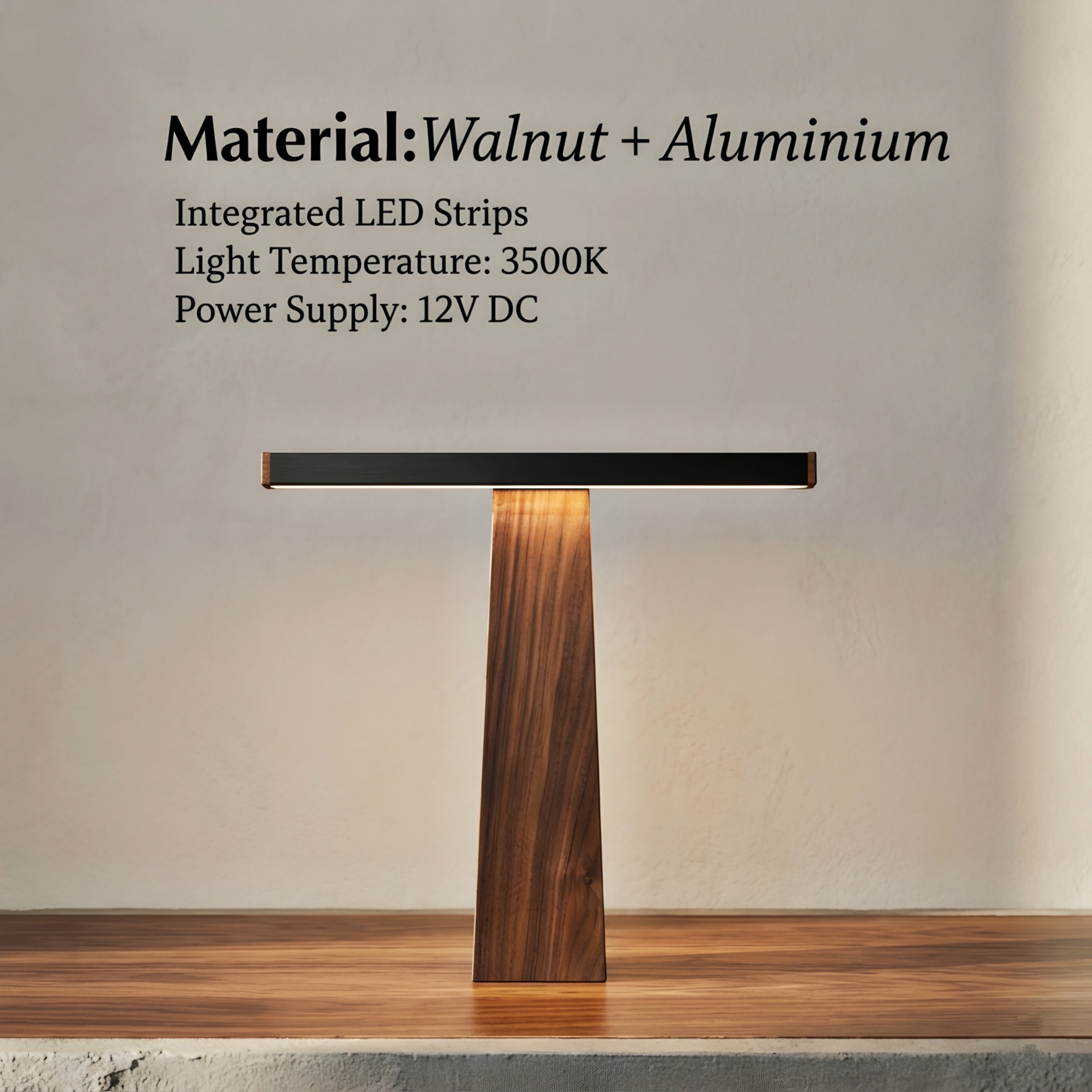 Galdren Desk Lamp – LED Modern Walnut Wood Table Light Office Bedroom Living Room Minimalist Lighting