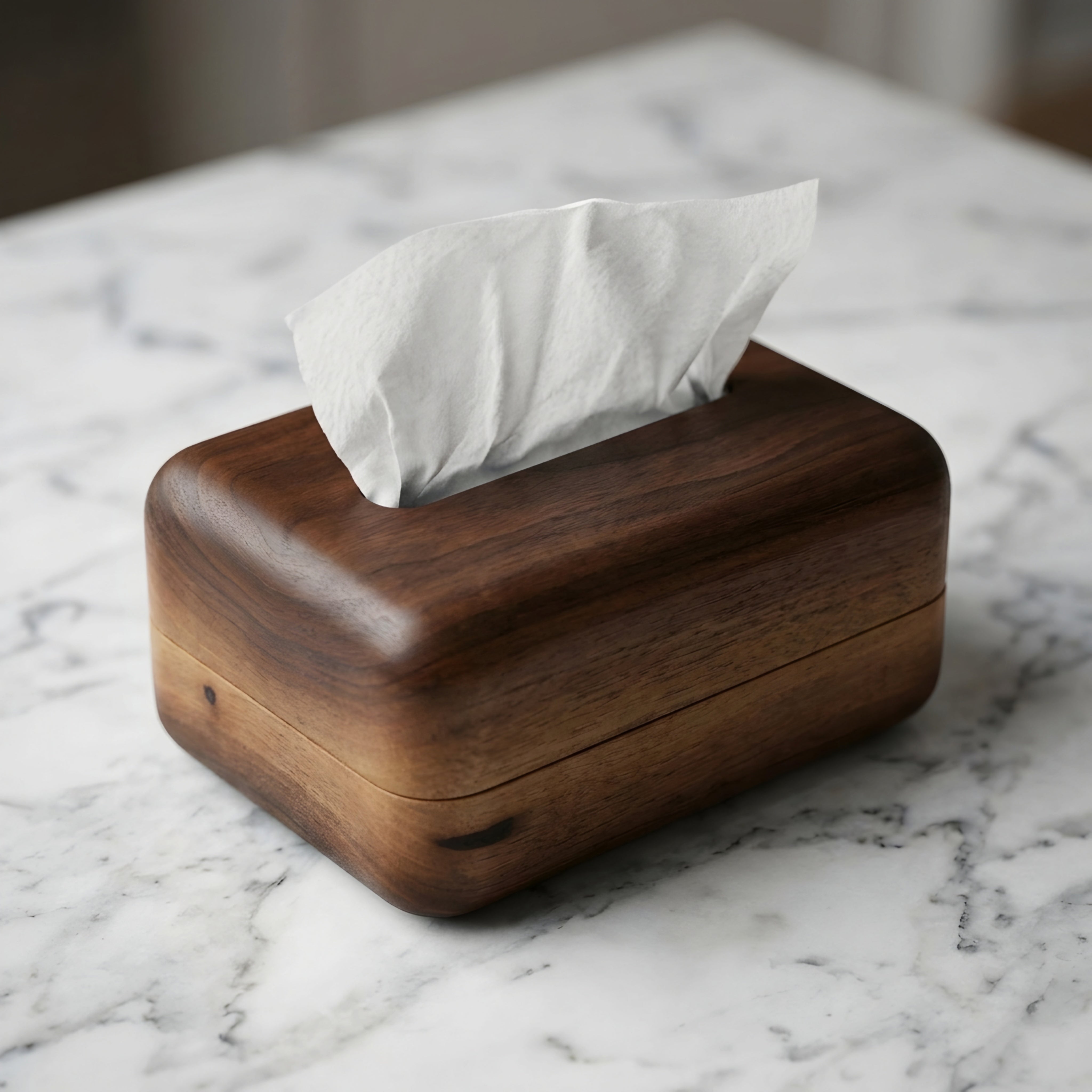 Havren Wood Tissue Box – Walnut Solid Wood Rectangular Tissue Holder Magnetic Lid Minimalist Bathroom Bedroom