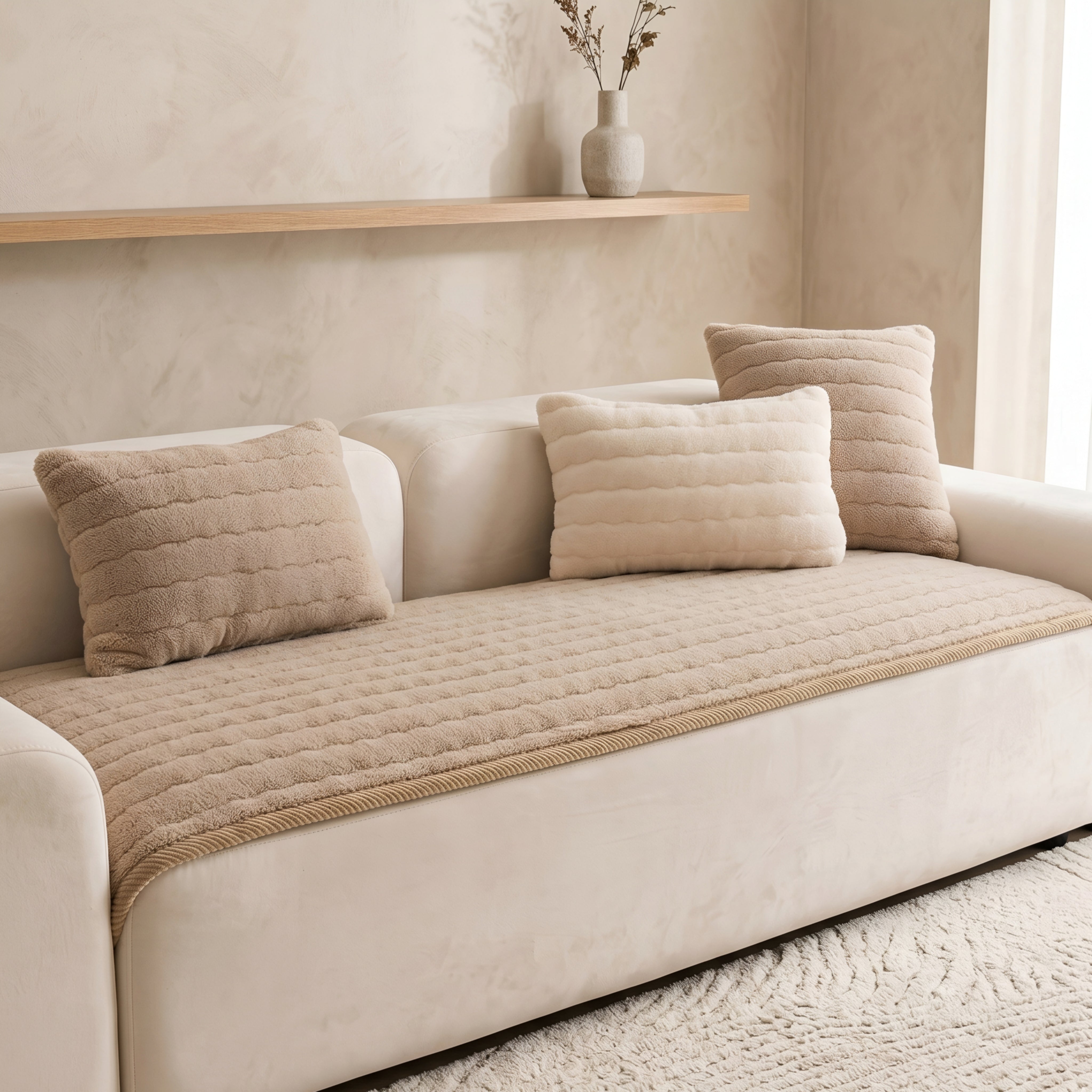 Rivston Quilted Sofa Cover – Plush Pet-Friendly Couch Protector Living Room Furniture Waterproof