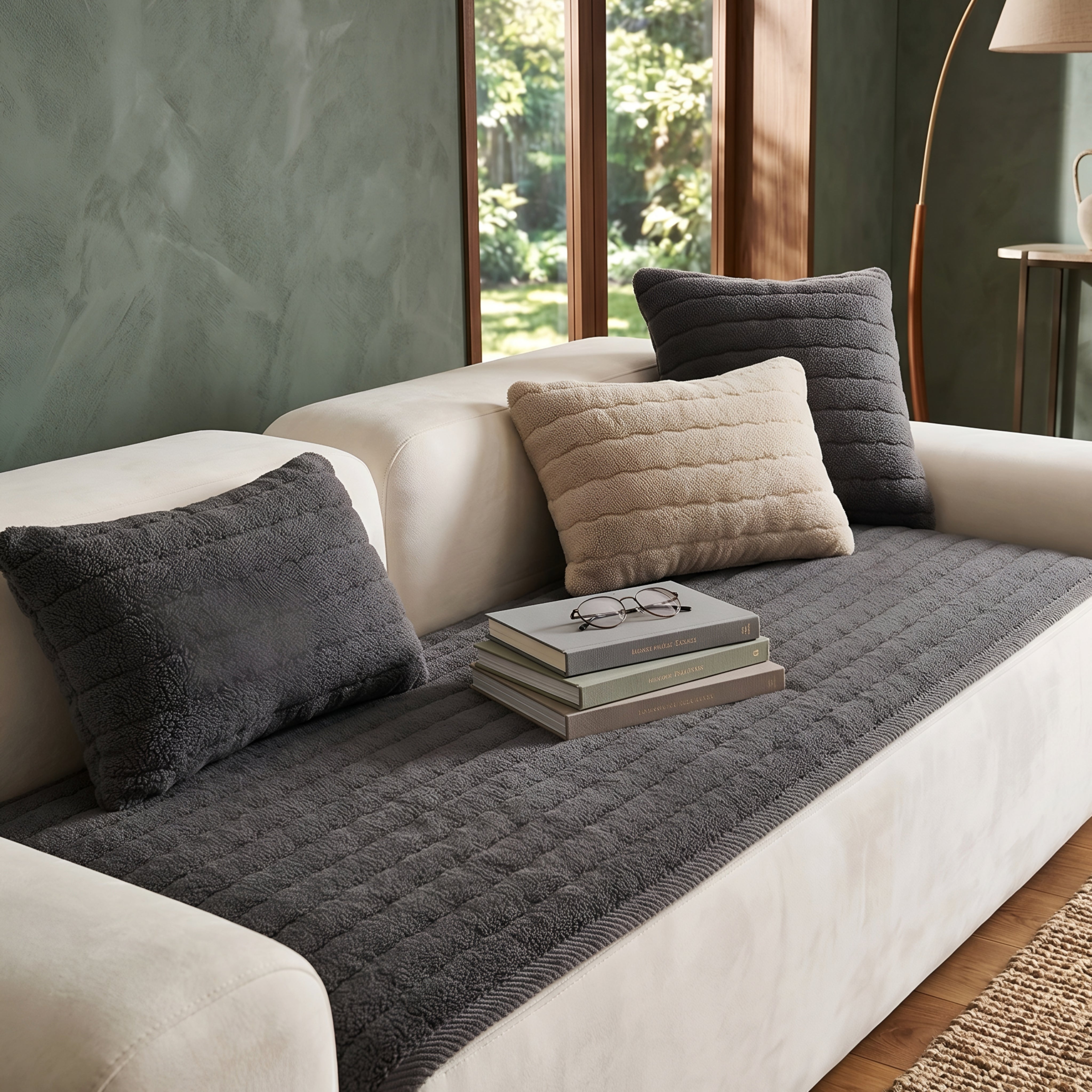 Rivston Quilted Sofa Cover – Plush Pet-Friendly Couch Protector Living Room Furniture Waterproof