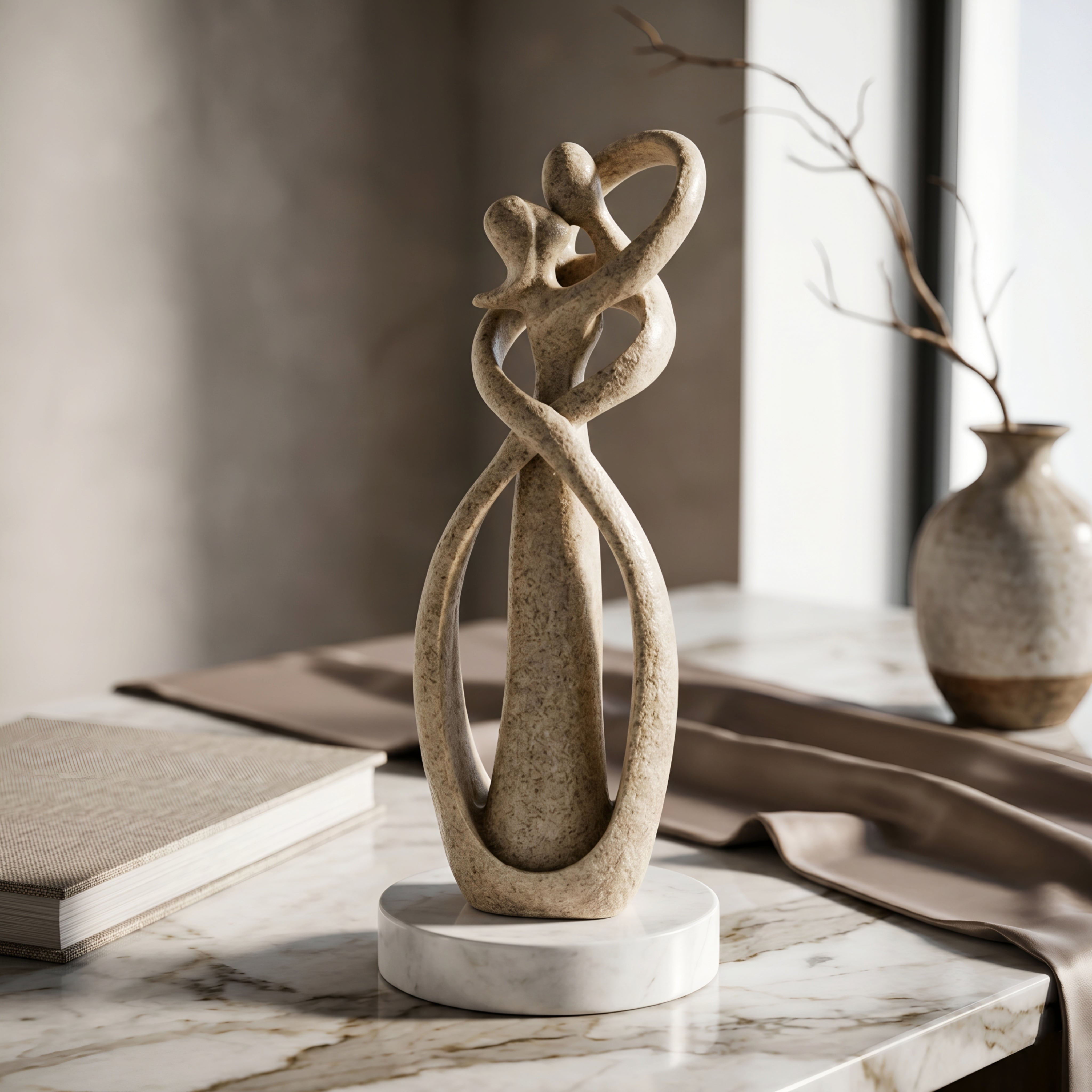 Entwine Embrace Sculpture – Abstract Couple Figurine Modern Home Decor Living Room Bedroom Mantel