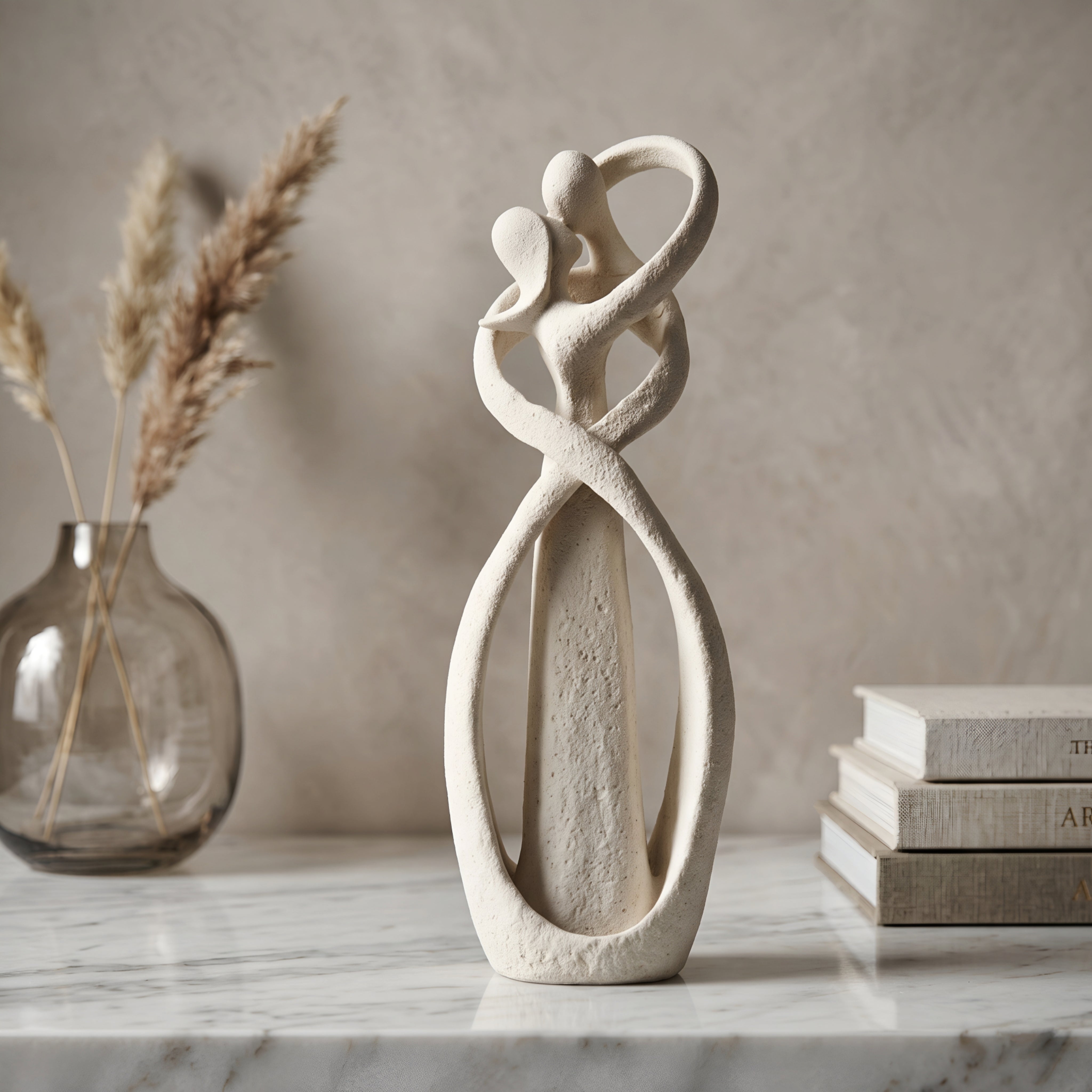 Entwine Embrace Sculpture – Abstract Couple Figurine Modern Home Decor Living Room Bedroom Mantel