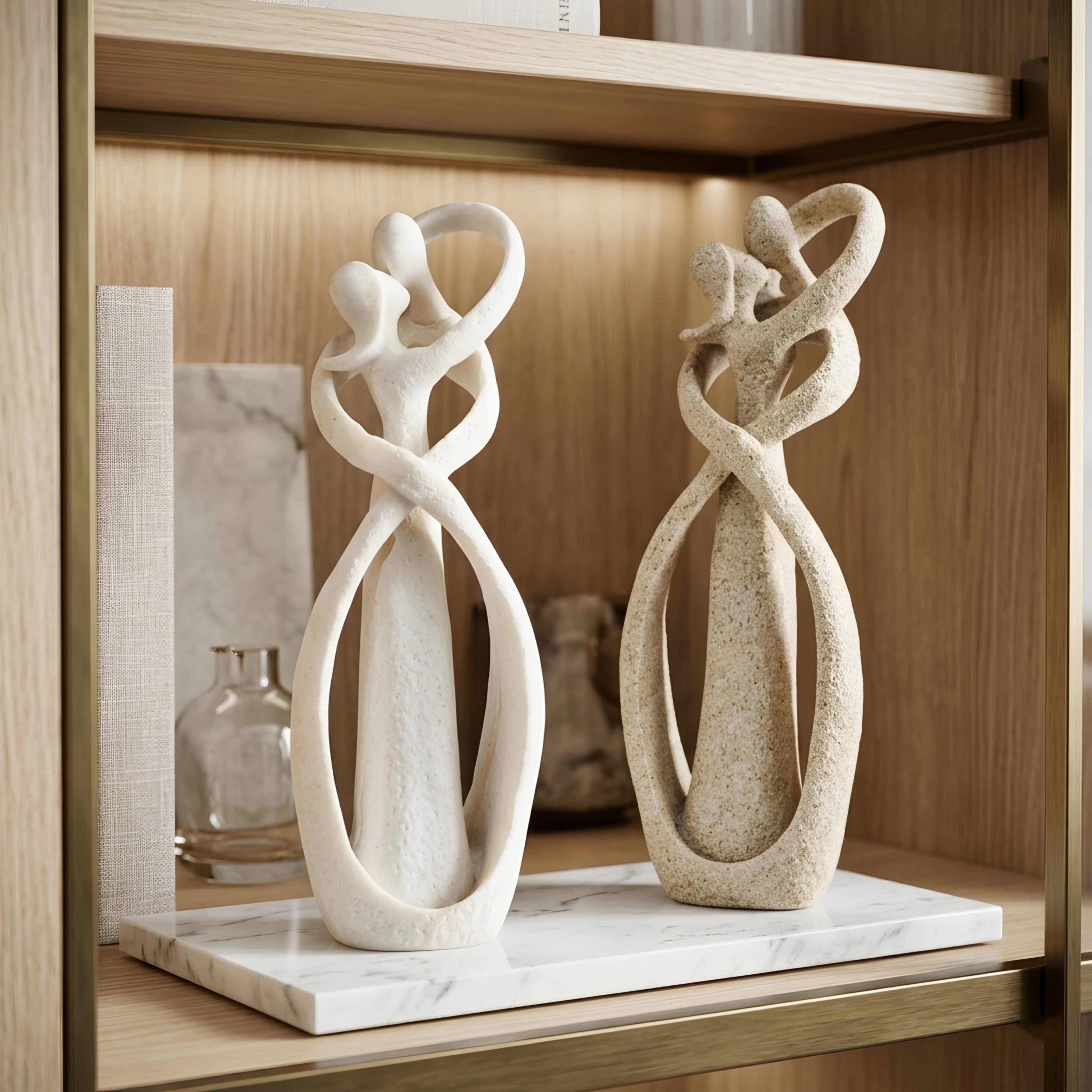 Entwine Embrace Sculpture – Abstract Couple Figurine Modern Home Decor Living Room Bedroom Mantel
