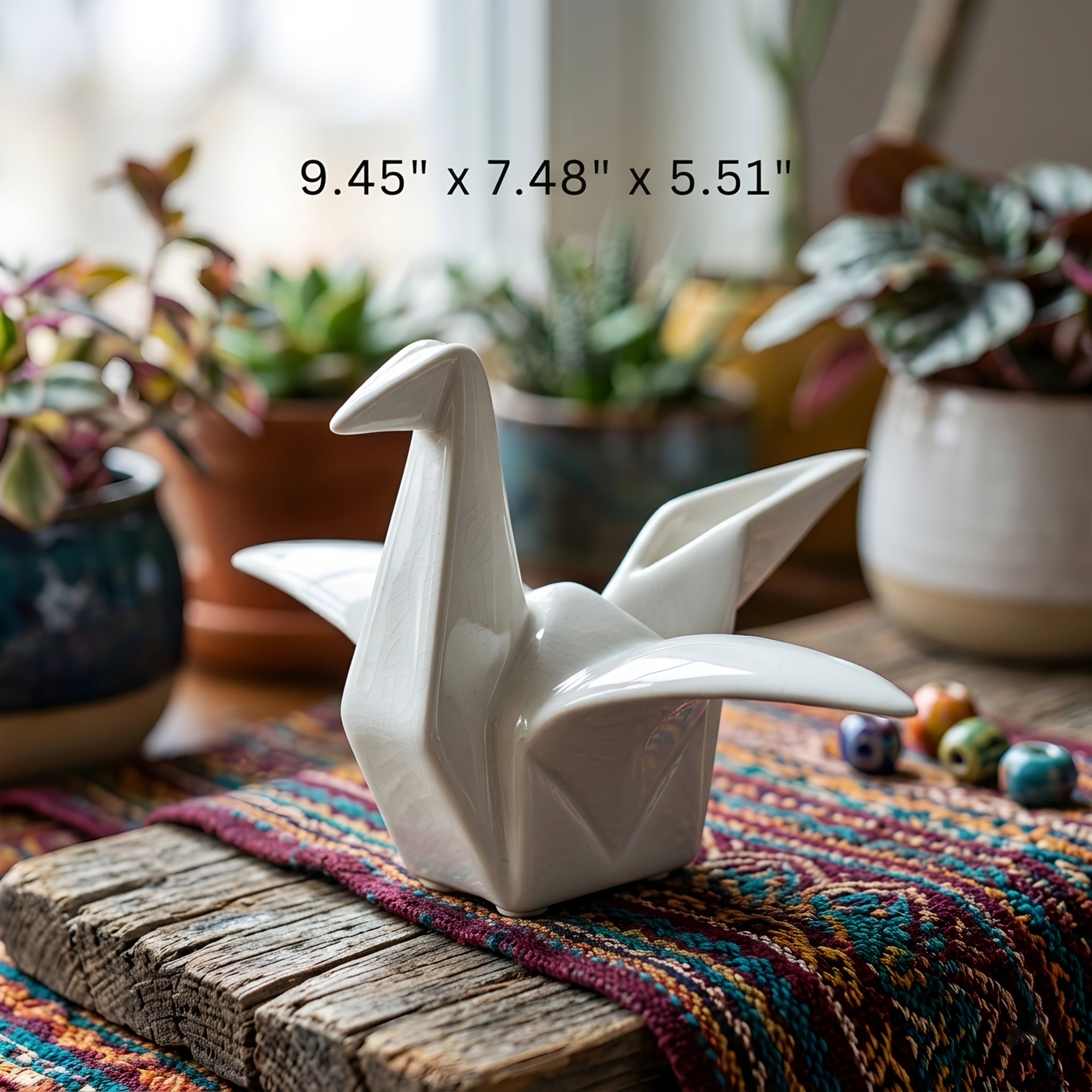 Orikaze Ceramic Sculpture Set – White Origami Bird Figurine Decorative Accent Home Decor Living Room