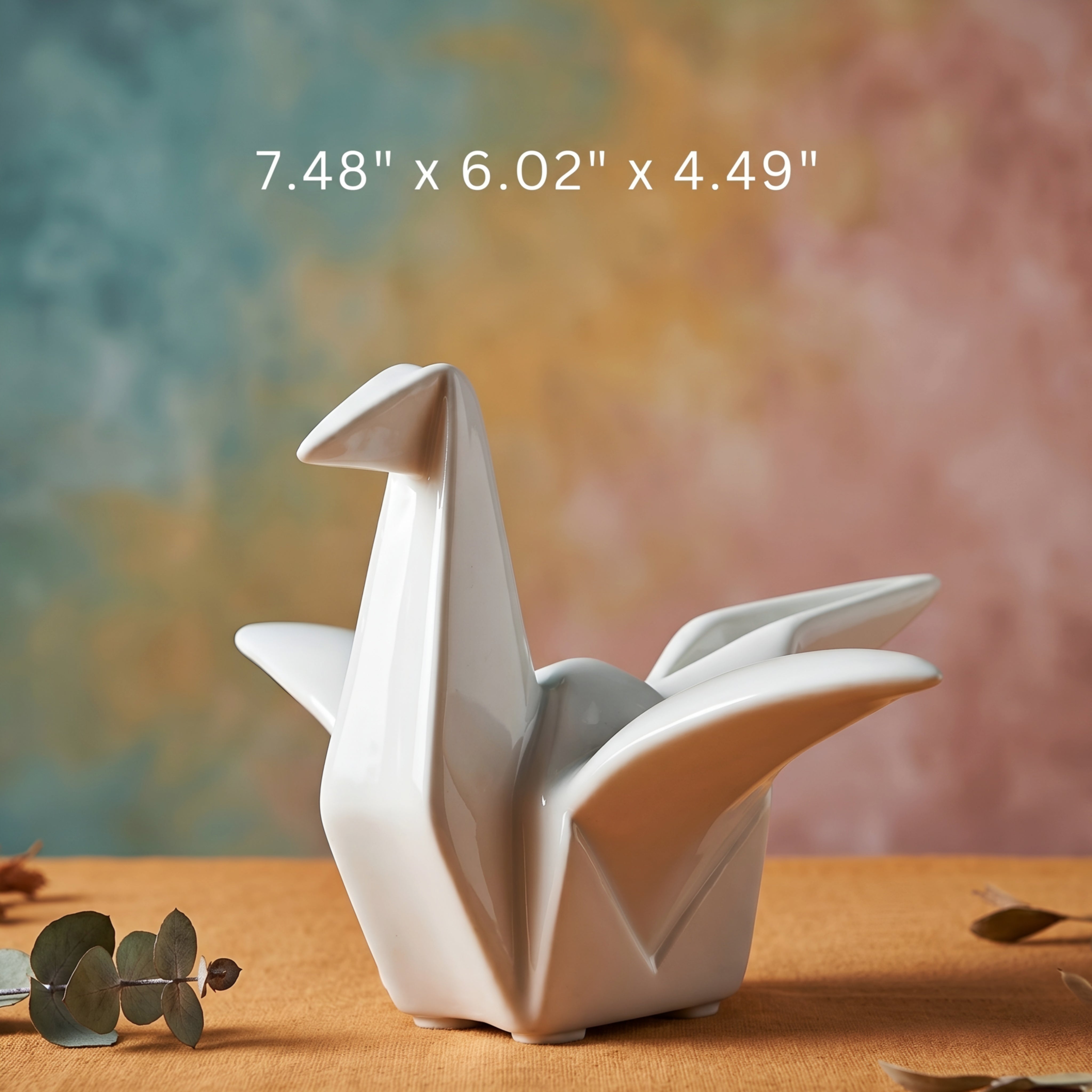 Orikaze Ceramic Sculpture Set – White Origami Bird Figurine Decorative Accent Home Decor Living Room
