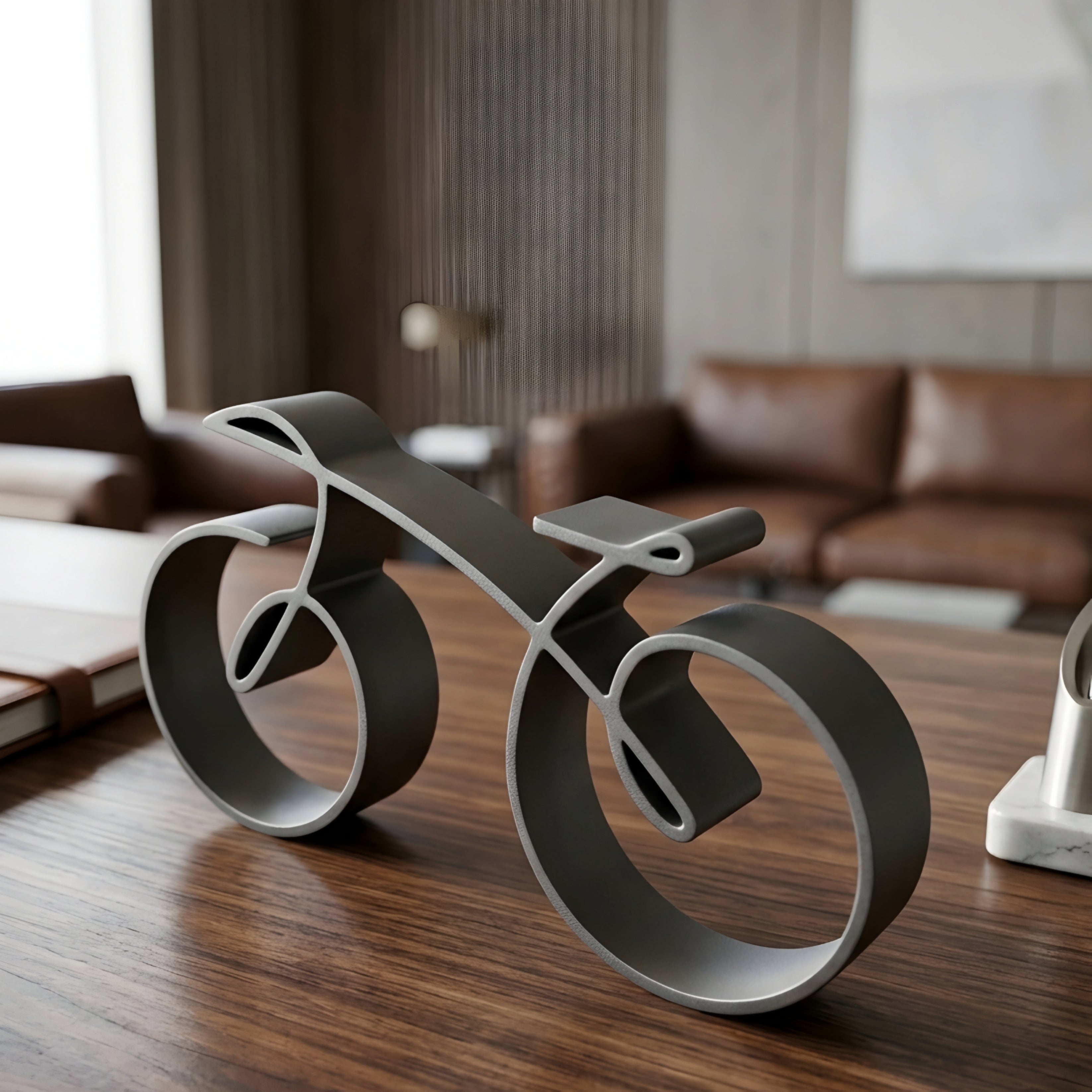 Veklo Bicycle Sculpture – Modern Metal Desk Decor Minimalist Office Home Decorative Art Piece