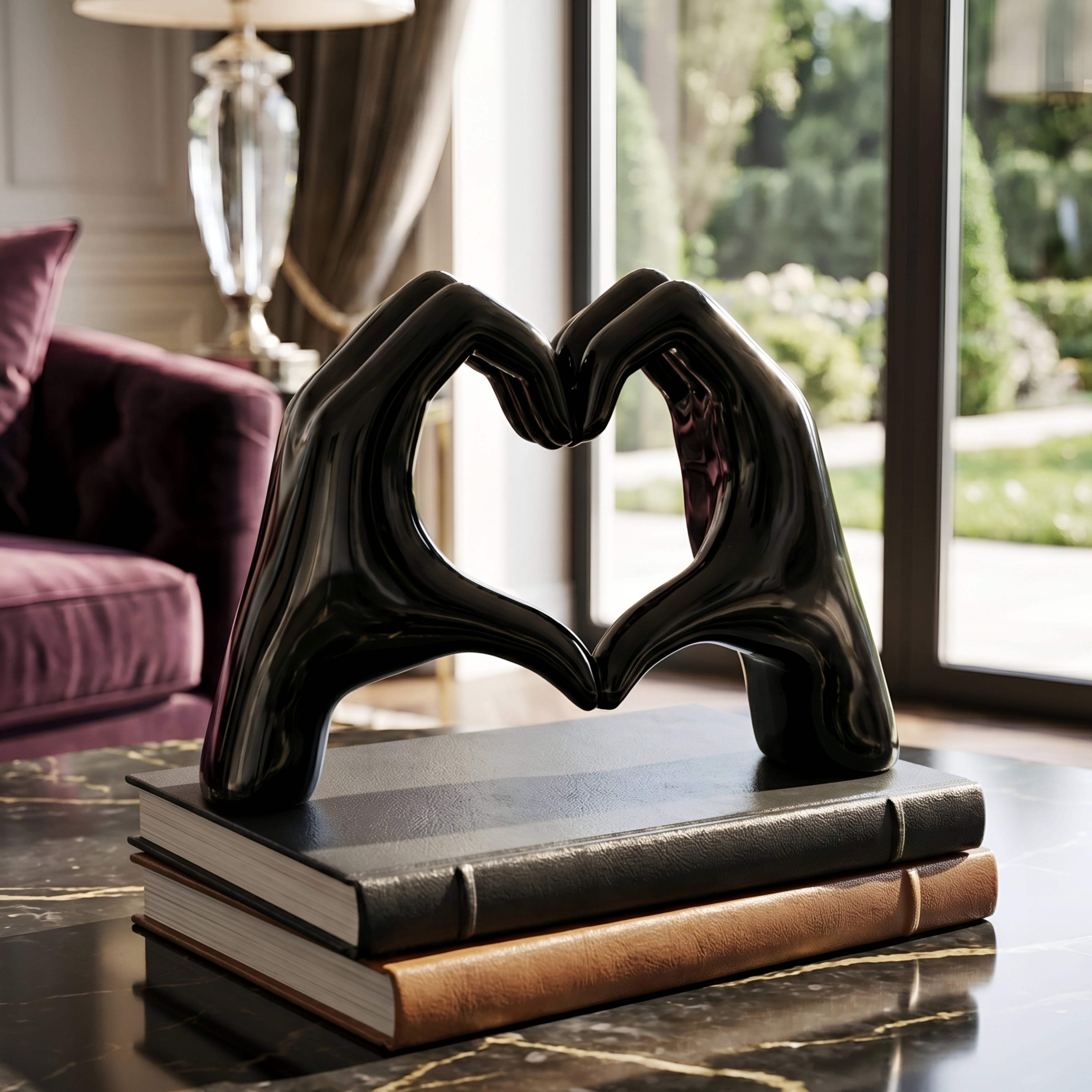 Coralie Heart Hands Sculpture – Modern Decorative Pink Ceramic Love Figurine Home Decor