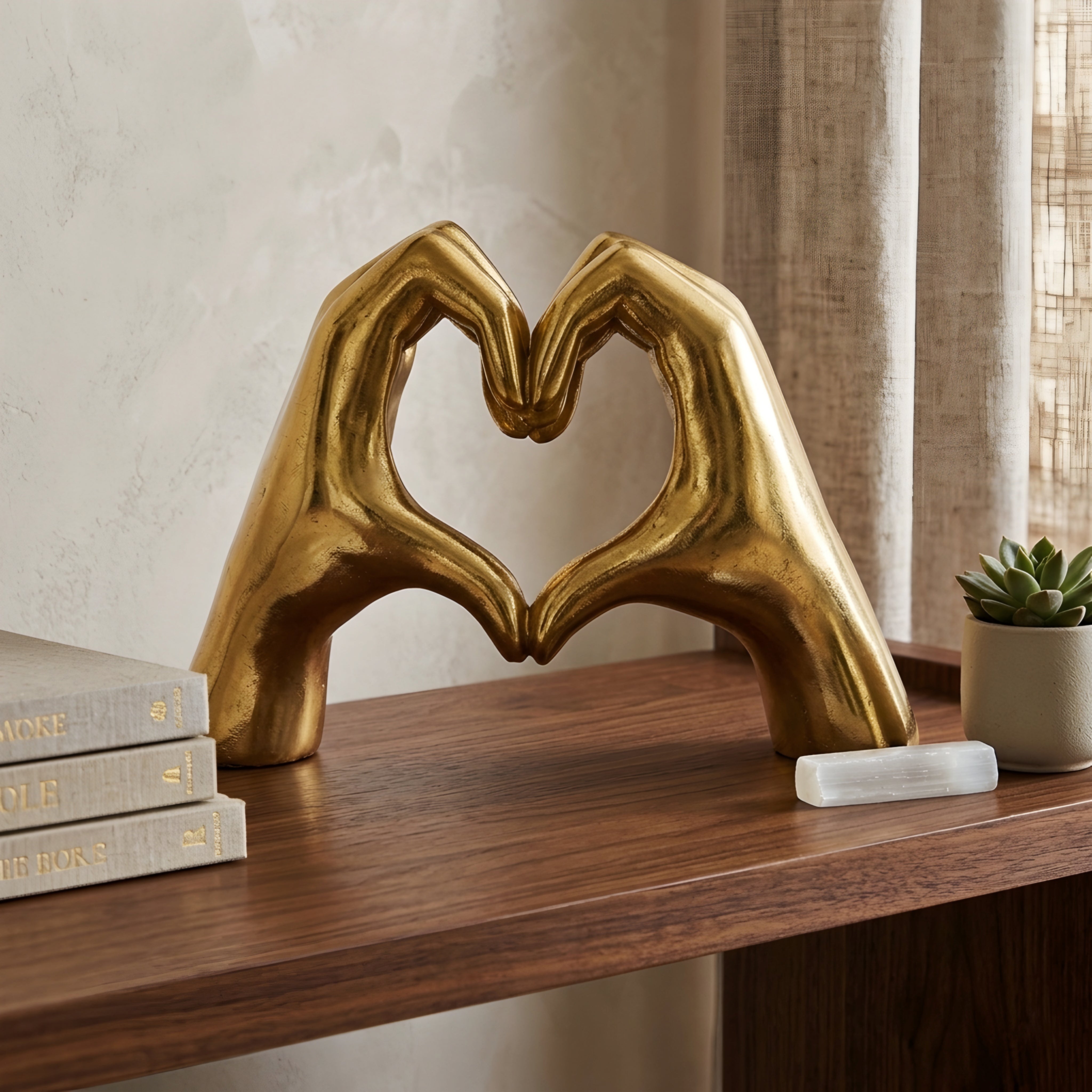 Coralie Heart Hands Sculpture – Modern Decorative Pink Ceramic Love Figurine Home Decor