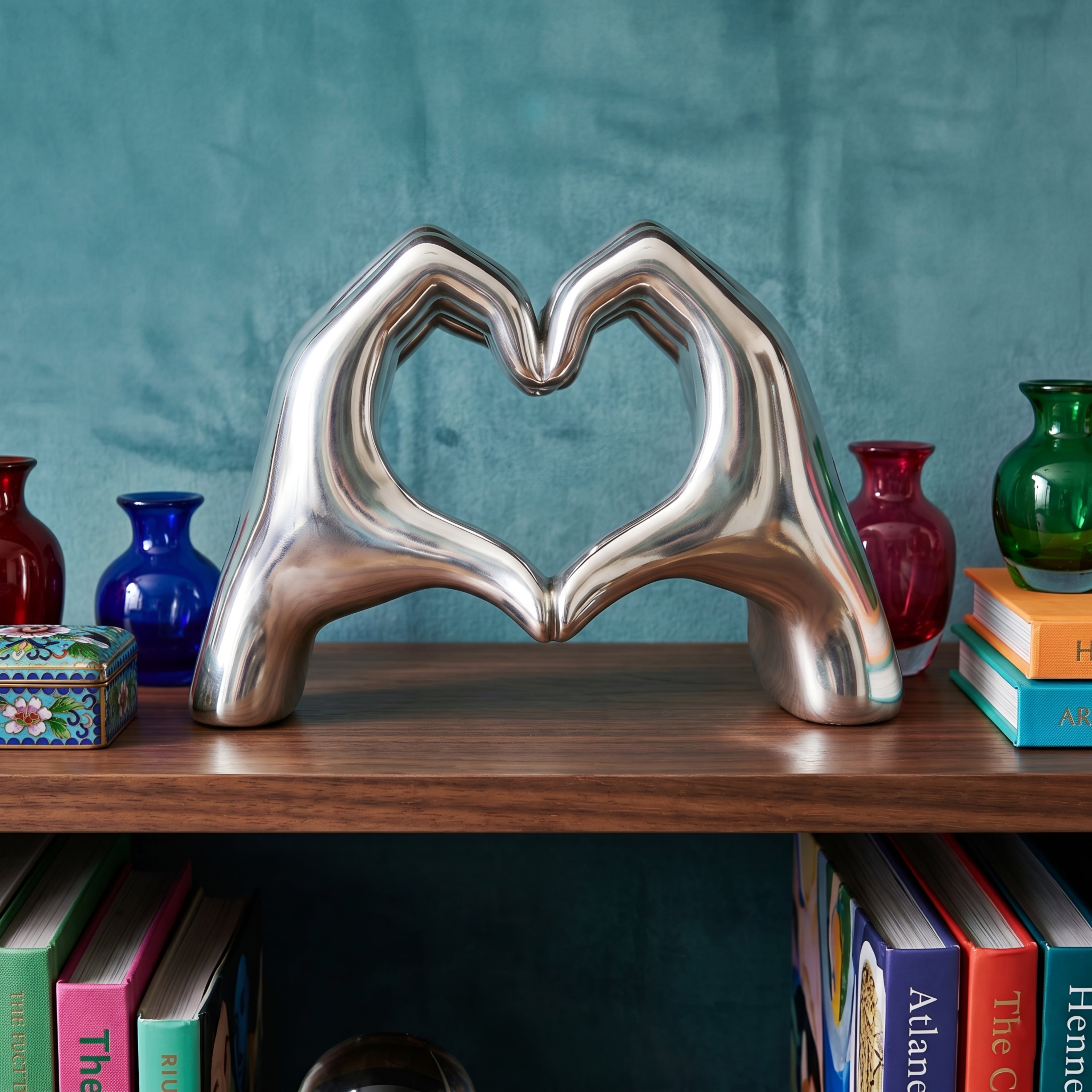 Coralie Heart Hands Sculpture – Modern Decorative Pink Ceramic Love Figurine Home Decor