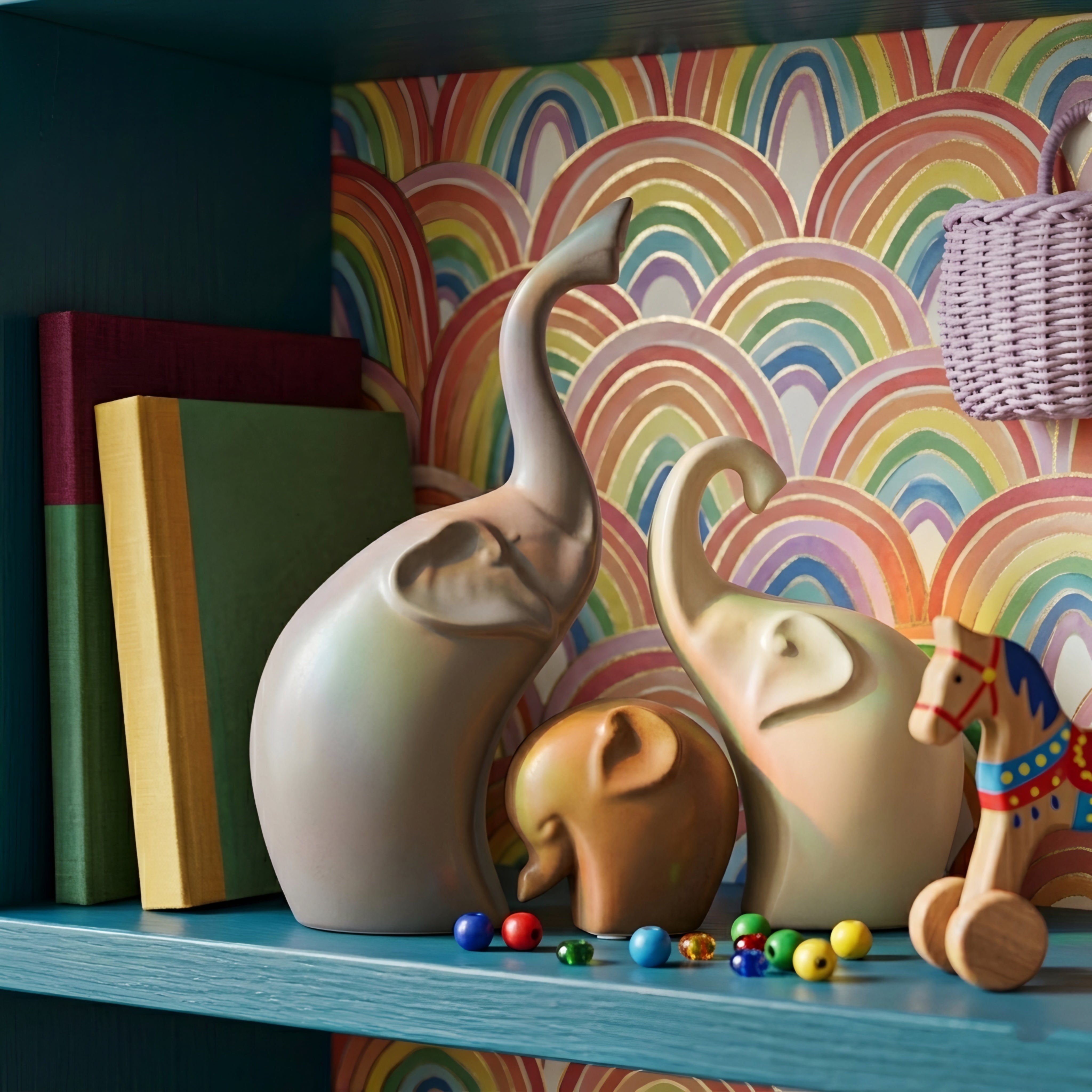 Zephara Elephant Sculpture Set – Modern Ceramic Home Decor Figurines Living Room Bedroom Shelves