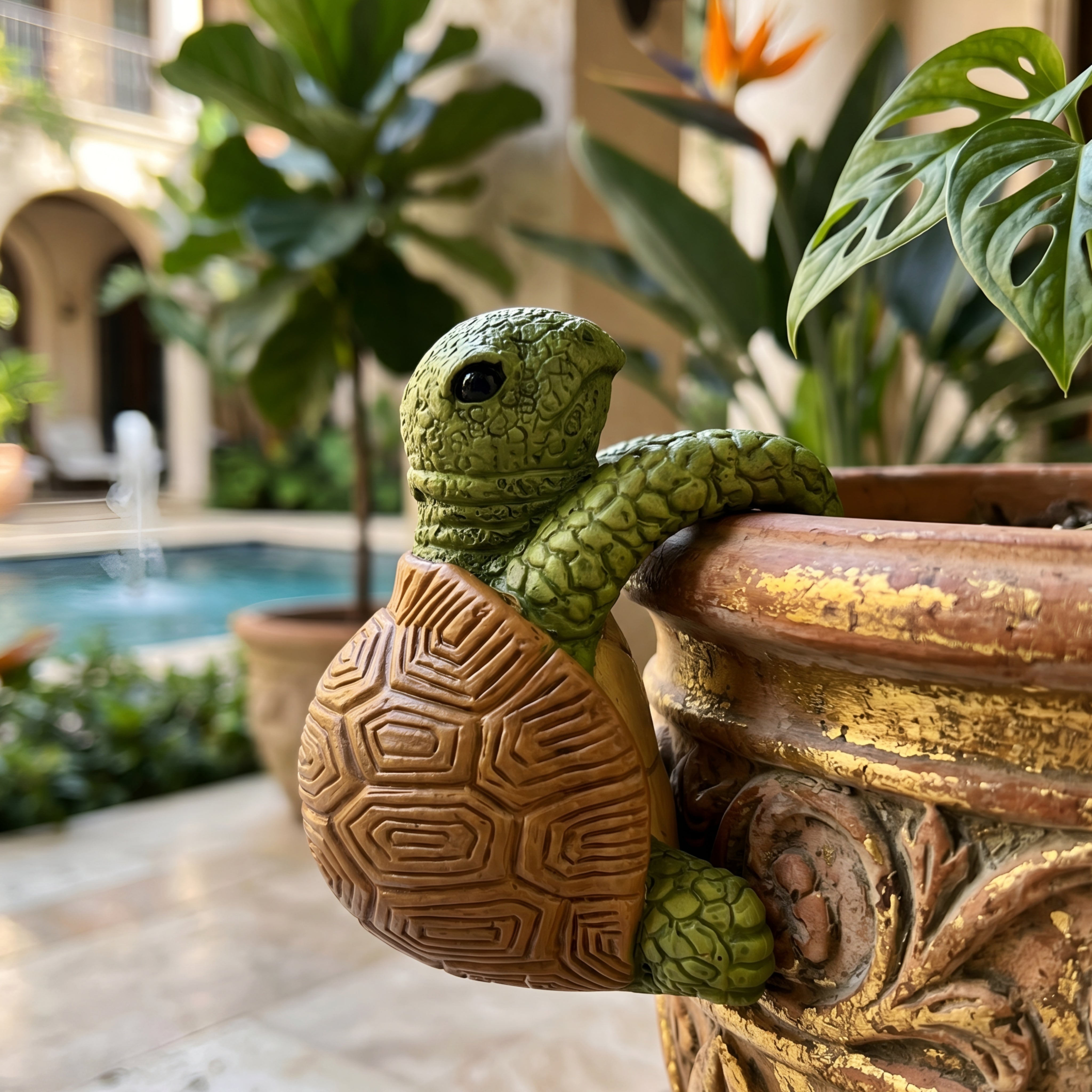 Terravine Climbing Turtle Pot Hanger – Garden Decor Planter Hook Outdoor Living Room Decorative Accent