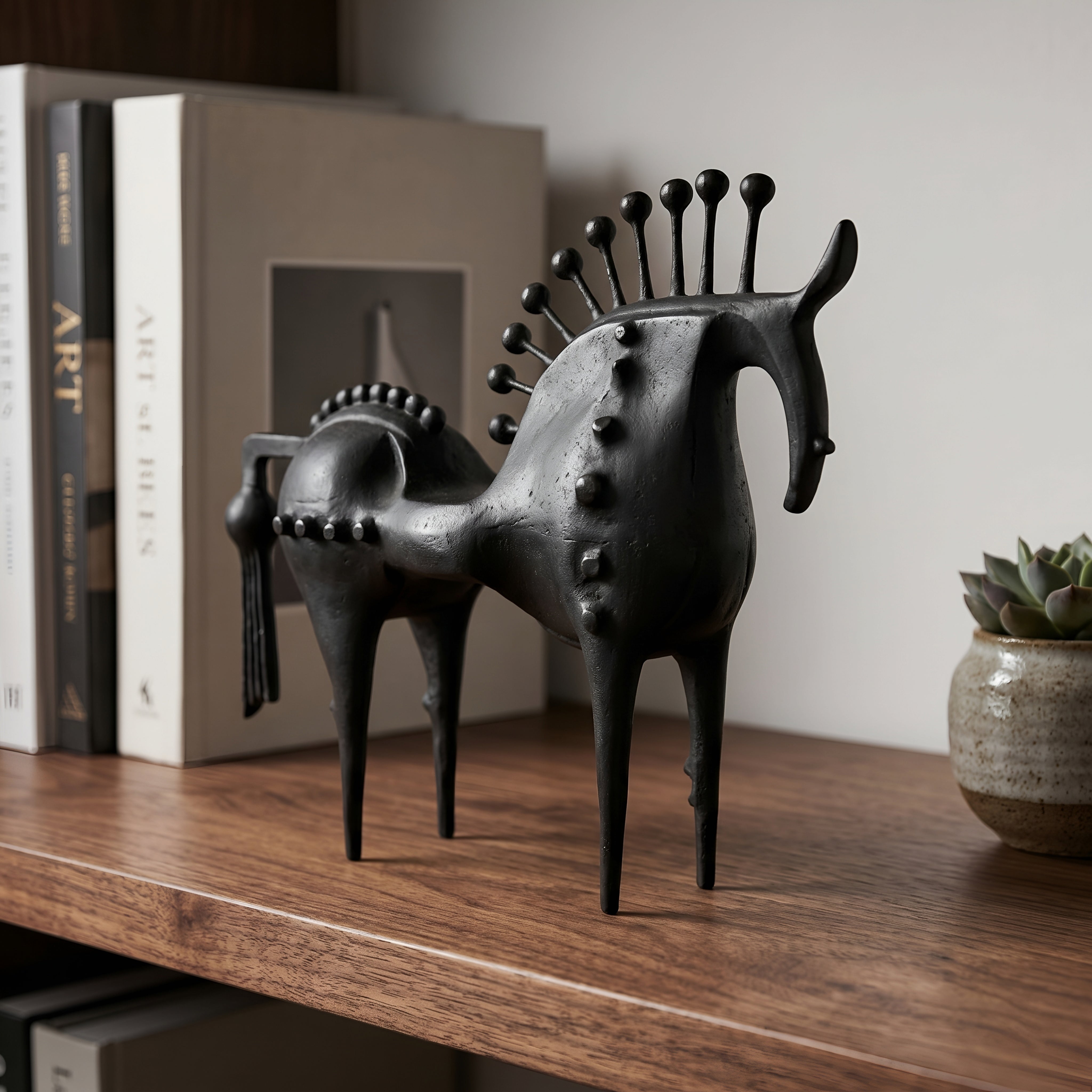 Equiro Decorative Horse Sculpture – Black Metal Modern Living Room Table Decor Accent Piece