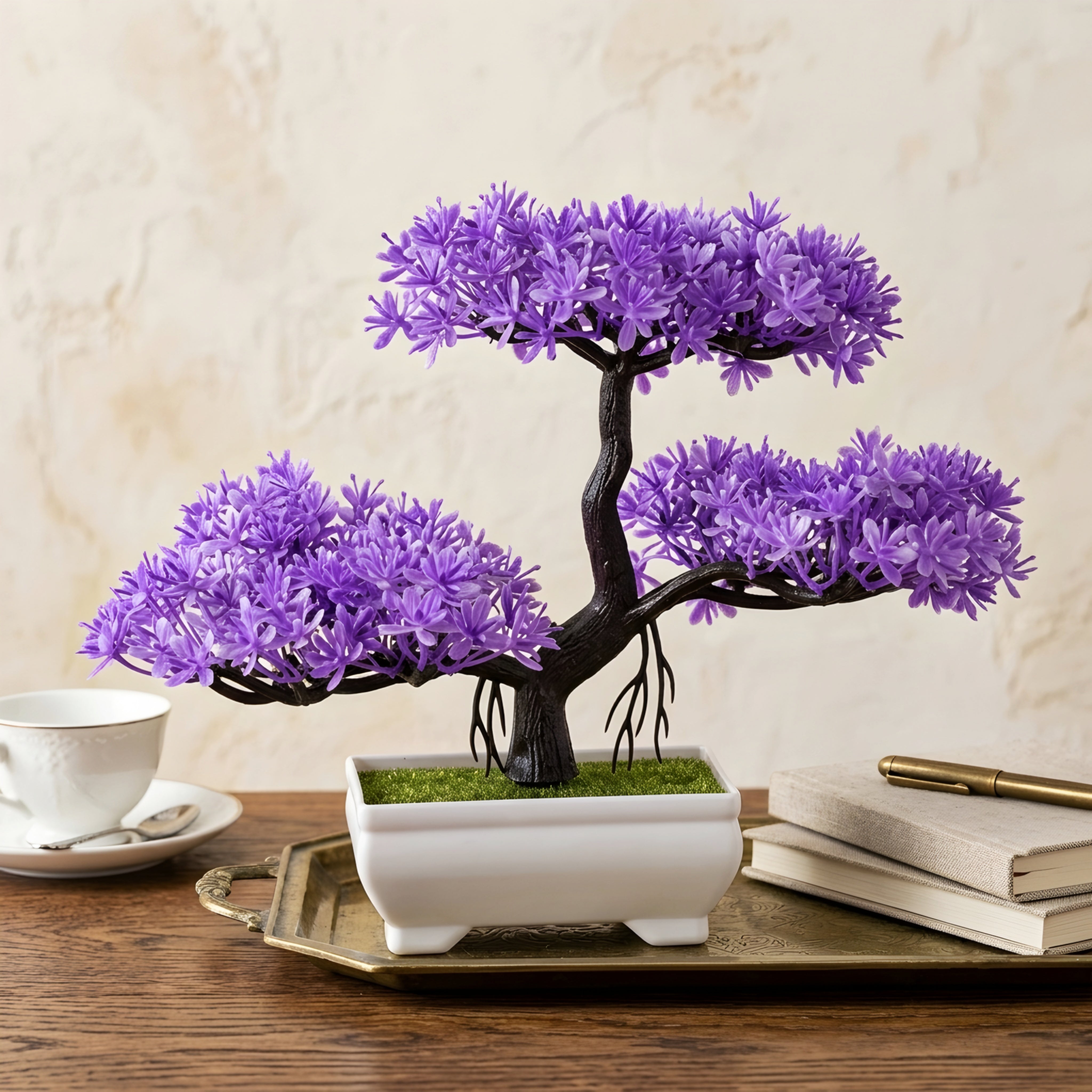 Zensai Bonsai Tree Decor – Artificial Mini Pine Desk Plant Living Room Bedroom Office Decorative