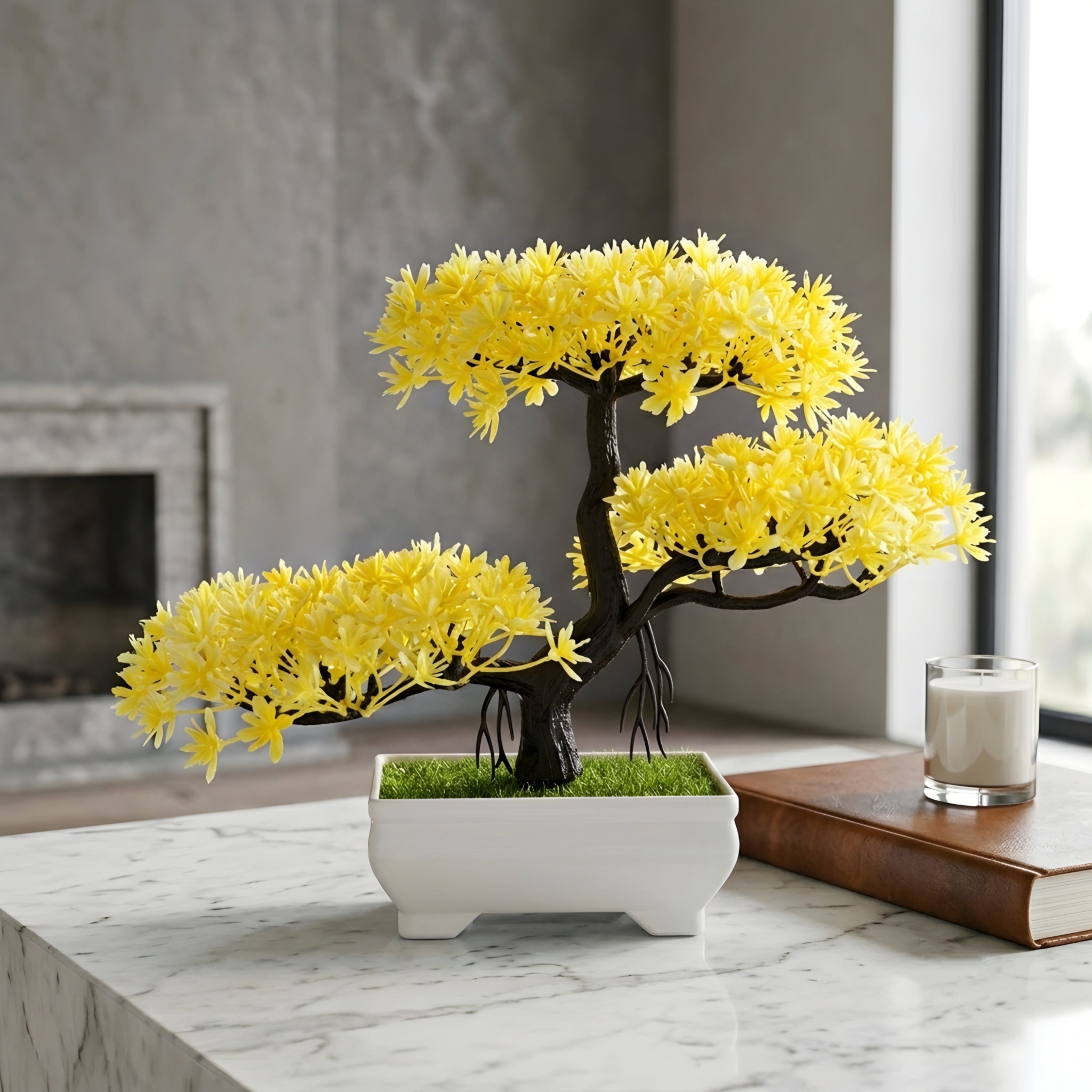 Zensai Bonsai Tree Decor – Artificial Mini Pine Desk Plant Living Room Bedroom Office Decorative
