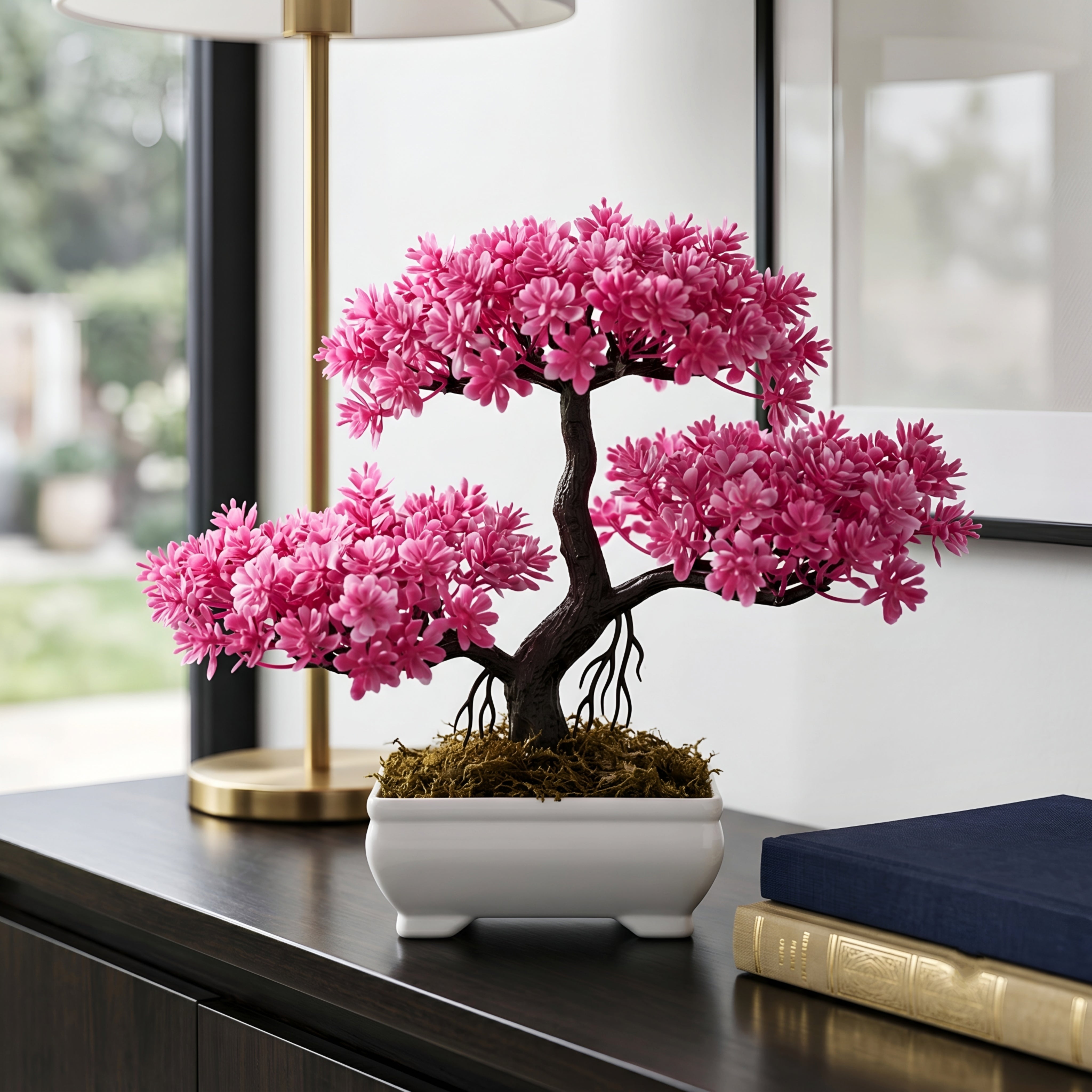 Zensai Bonsai Tree Decor – Artificial Mini Pine Desk Plant Living Room Bedroom Office Decorative