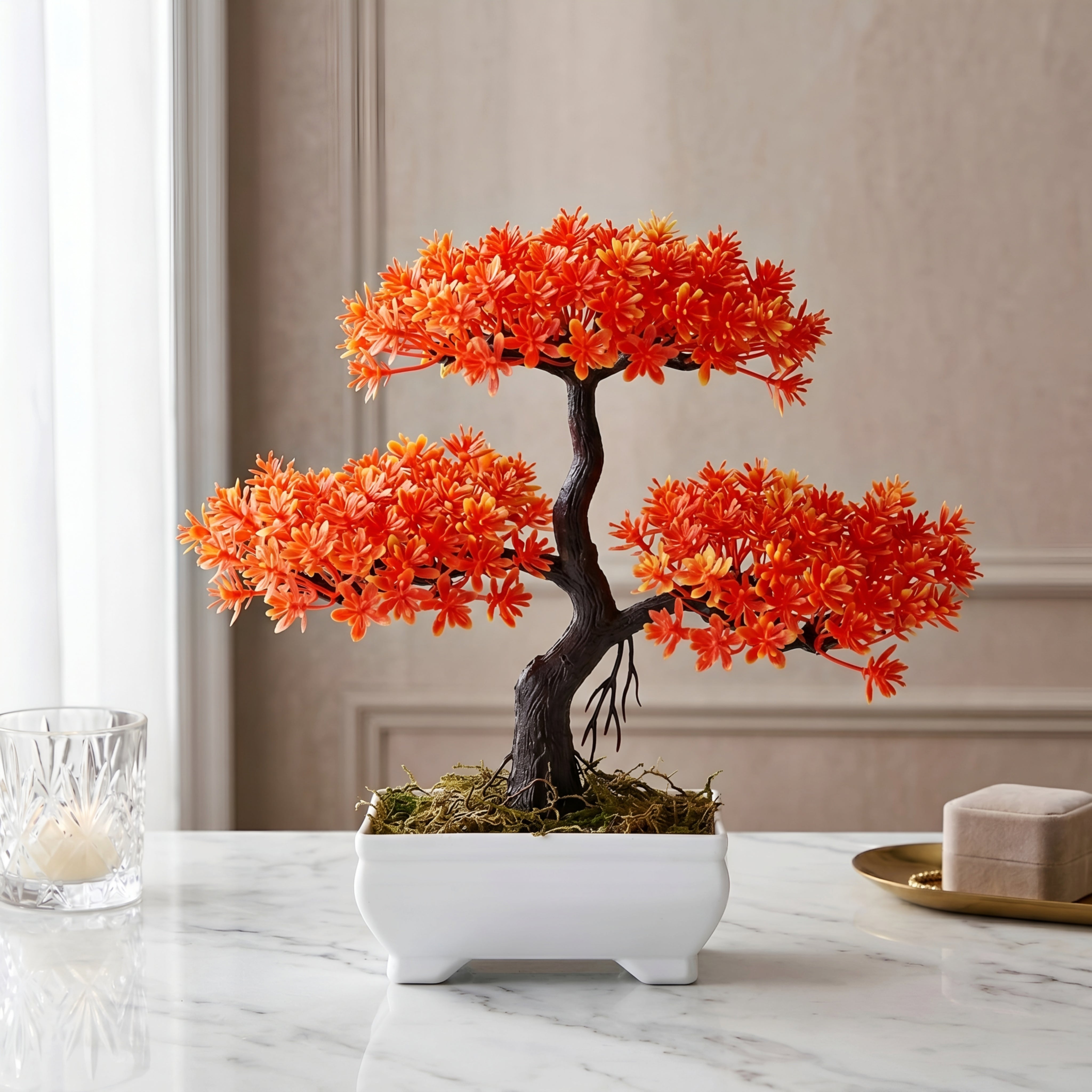 Zensai Bonsai Tree Decor – Artificial Mini Pine Desk Plant Living Room Bedroom Office Decorative