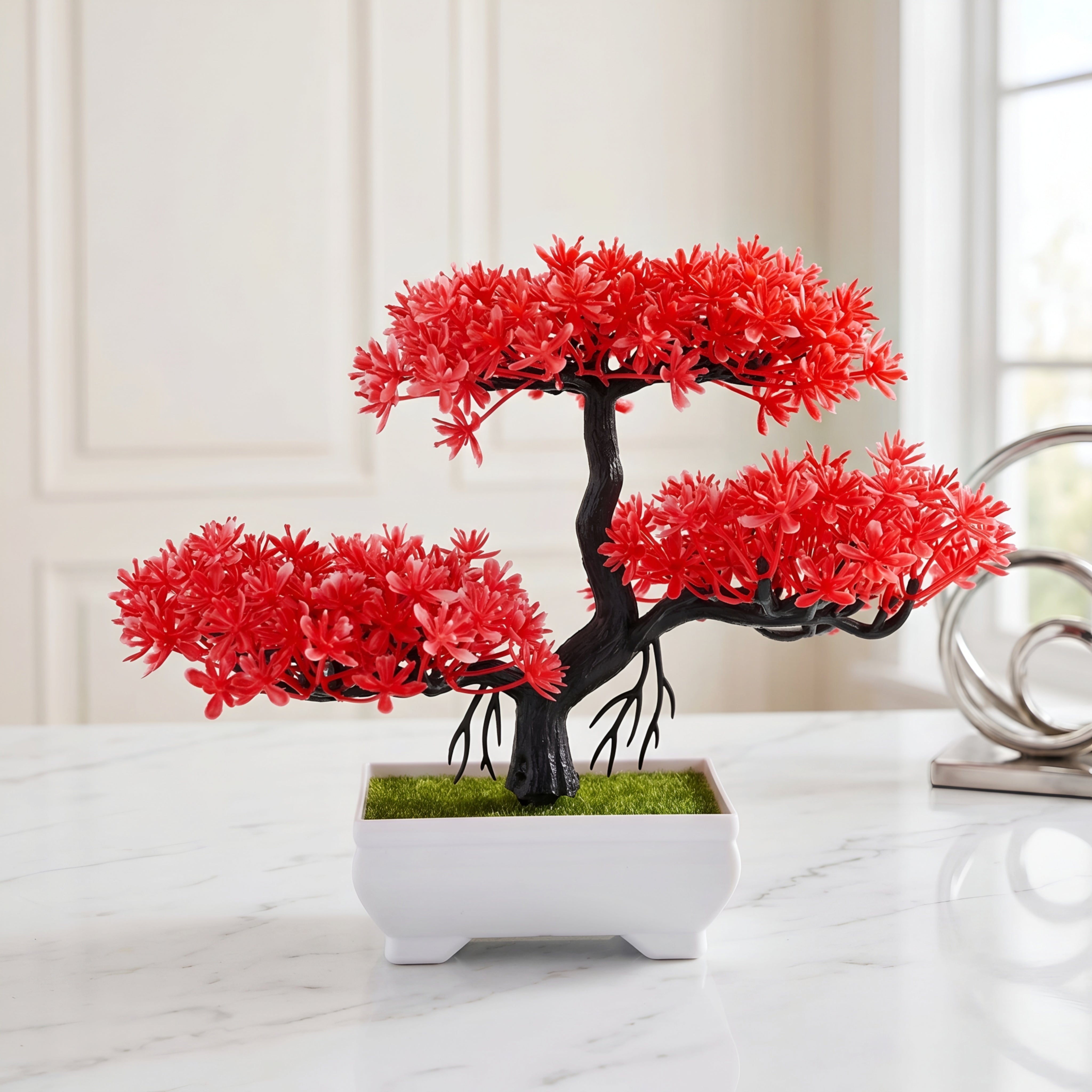 Zensai Bonsai Tree Decor – Artificial Mini Pine Desk Plant Living Room Bedroom Office Decorative