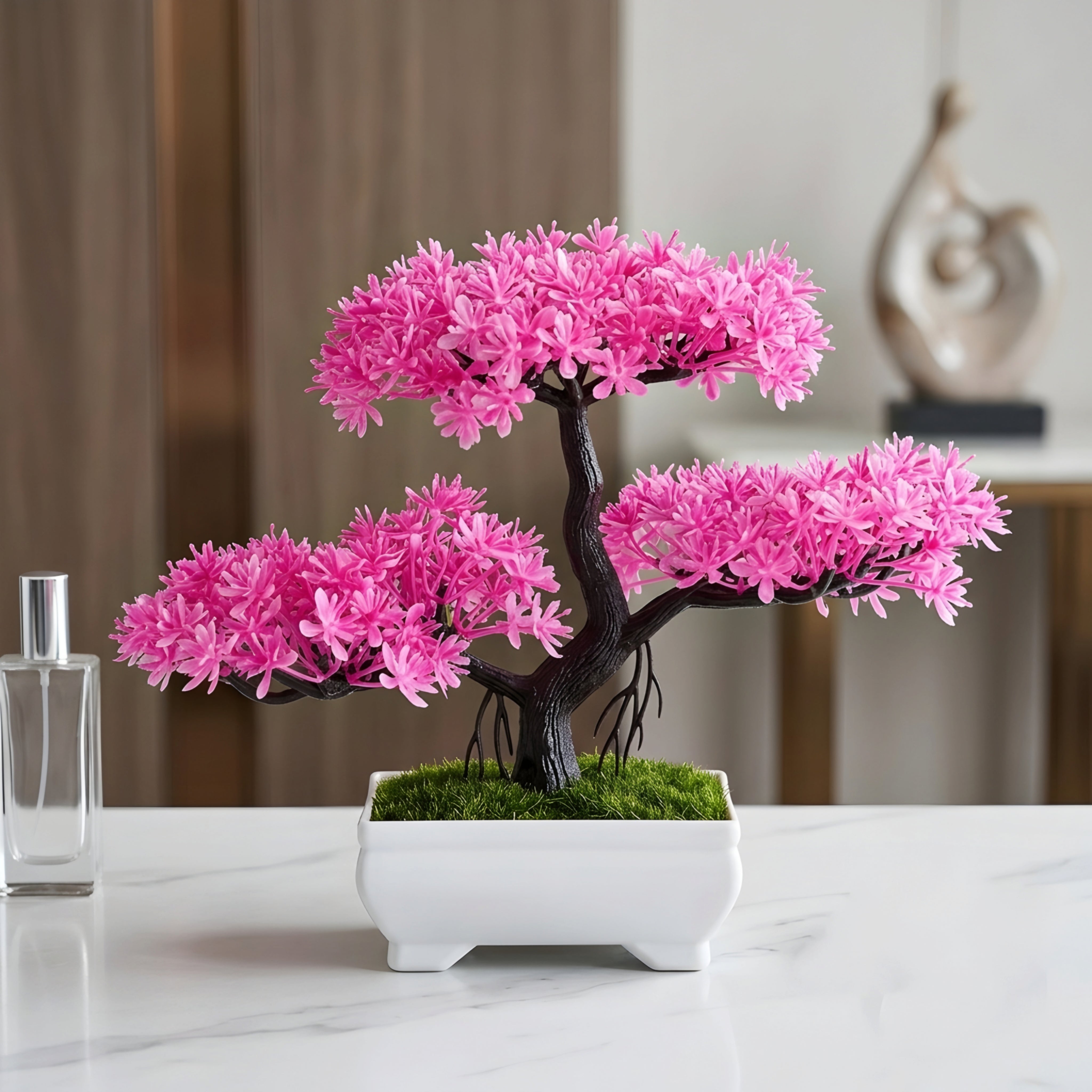 Zensai Bonsai Tree Decor – Artificial Mini Pine Desk Plant Living Room Bedroom Office Decorative