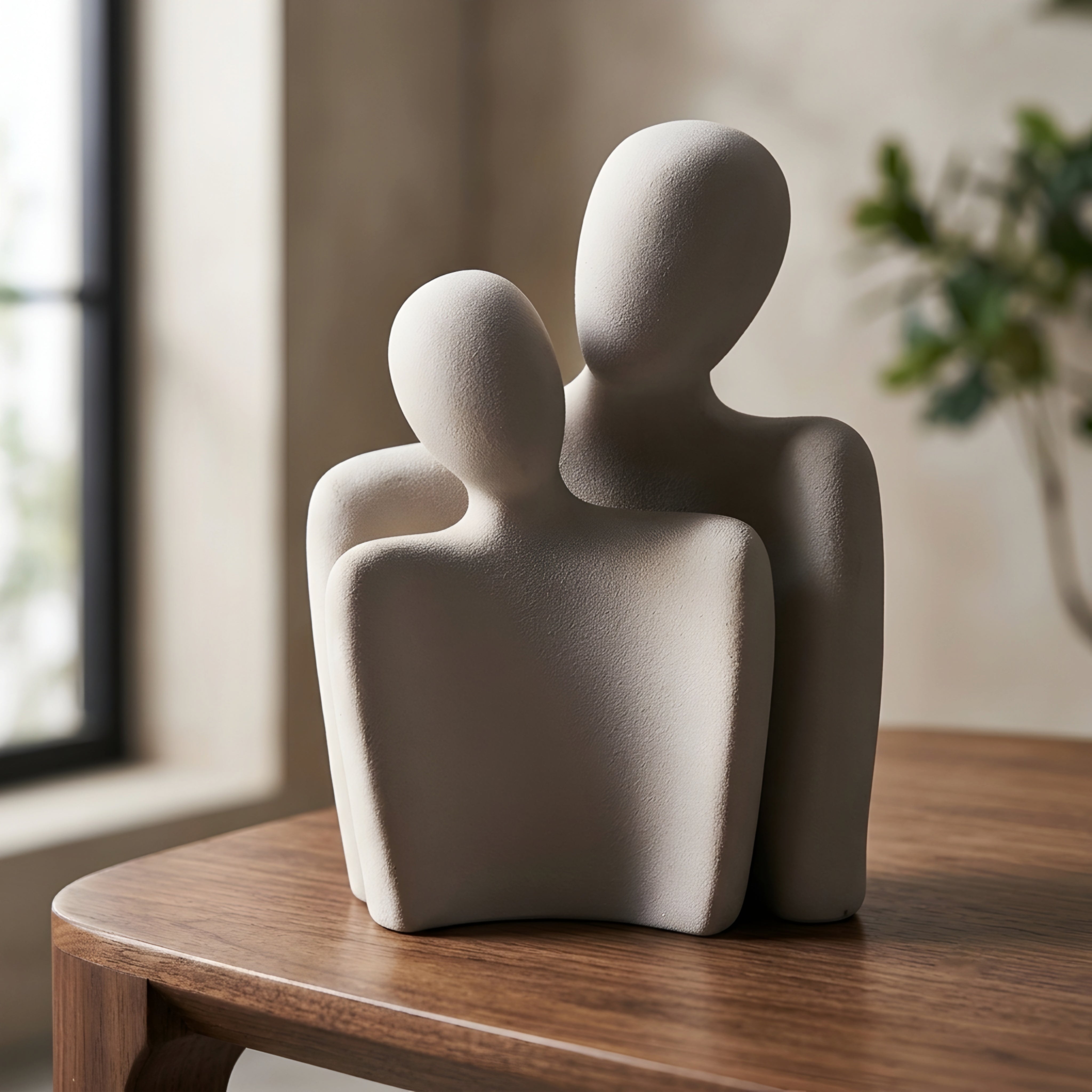 Olvara Couple Figurine – White Ceramic Decorative Sculpture Living Room Bedroom Tabletop Decor