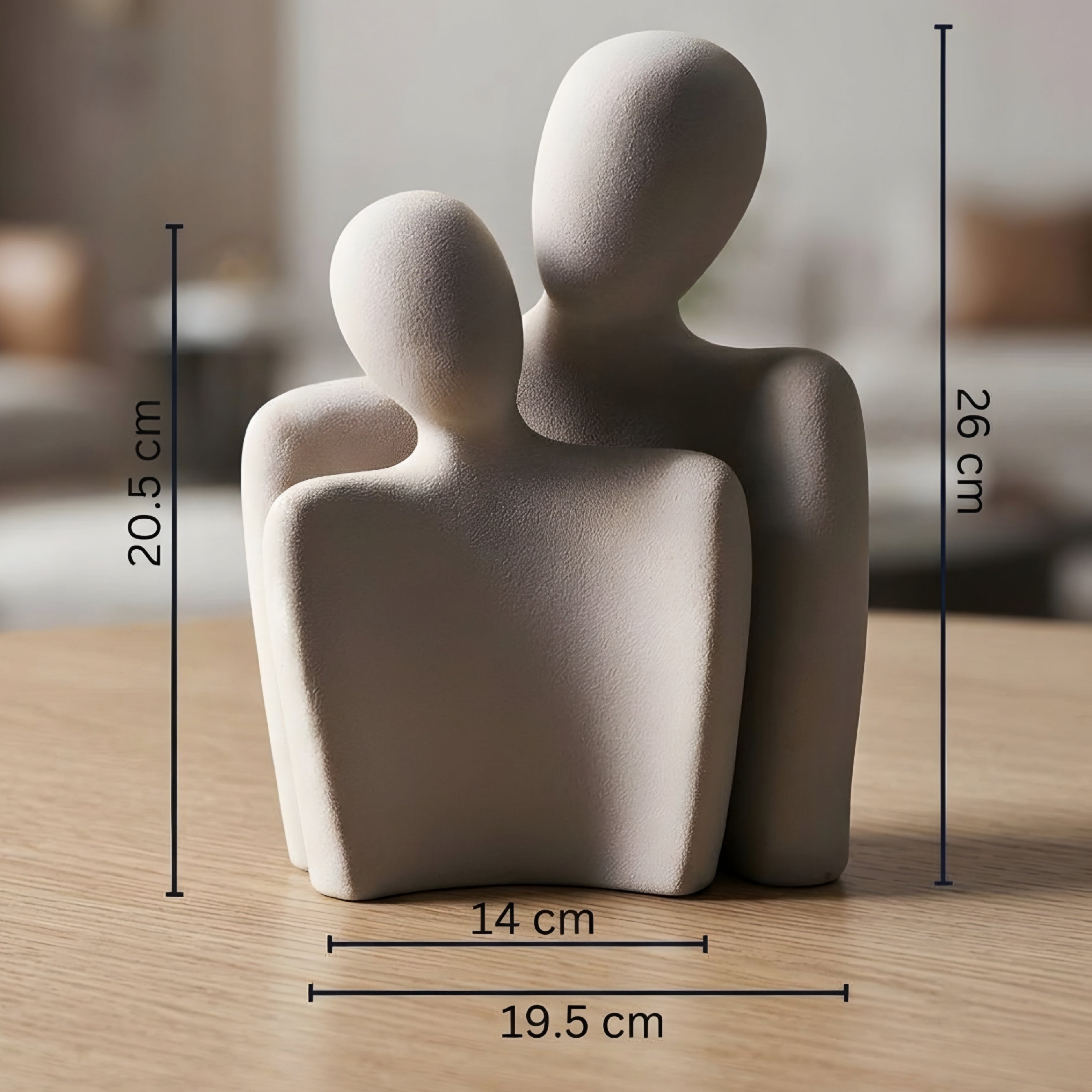 Olvara Couple Figurine – White Ceramic Decorative Sculpture Living Room Bedroom Tabletop Decor