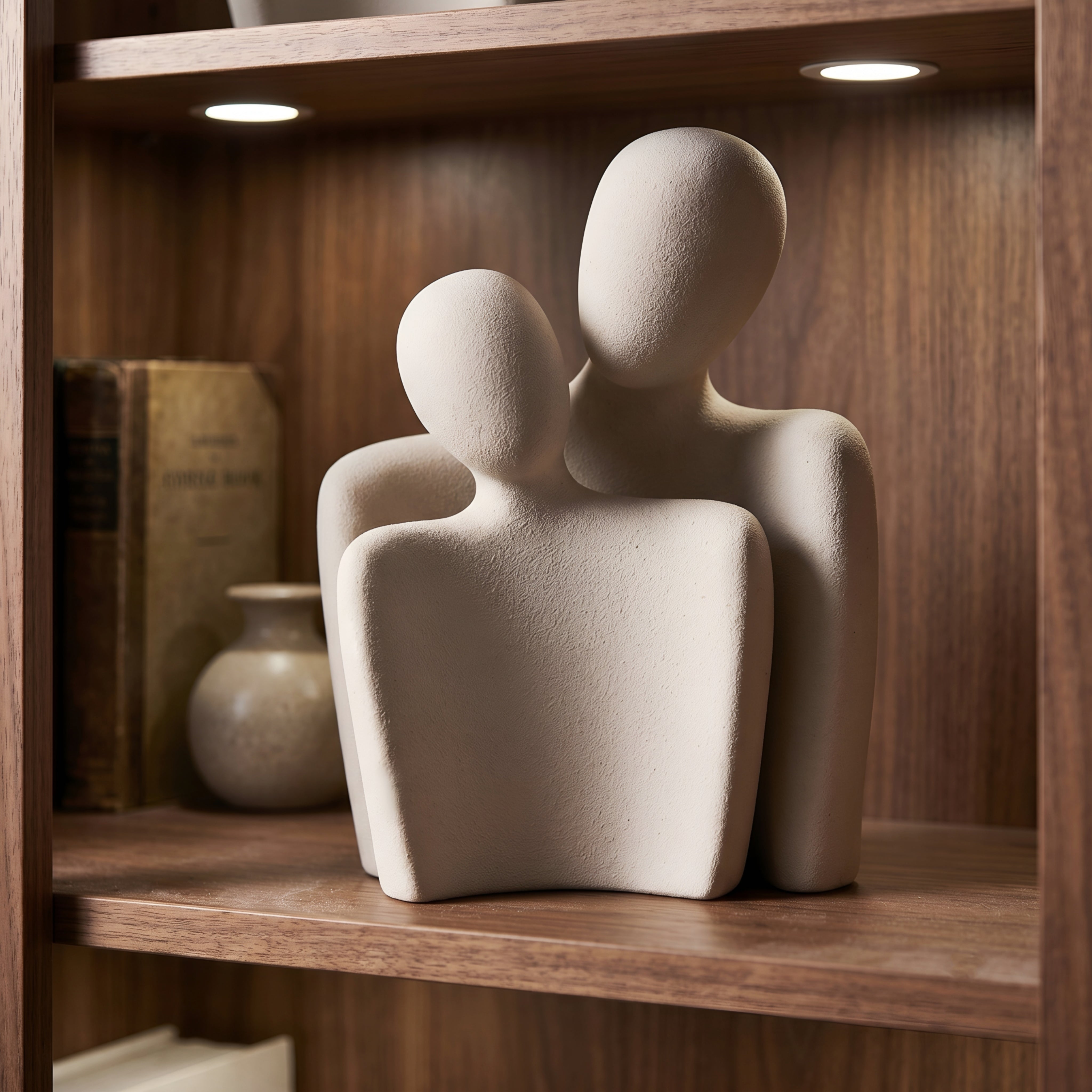 Olvara Couple Figurine – White Ceramic Decorative Sculpture Living Room Bedroom Tabletop Decor