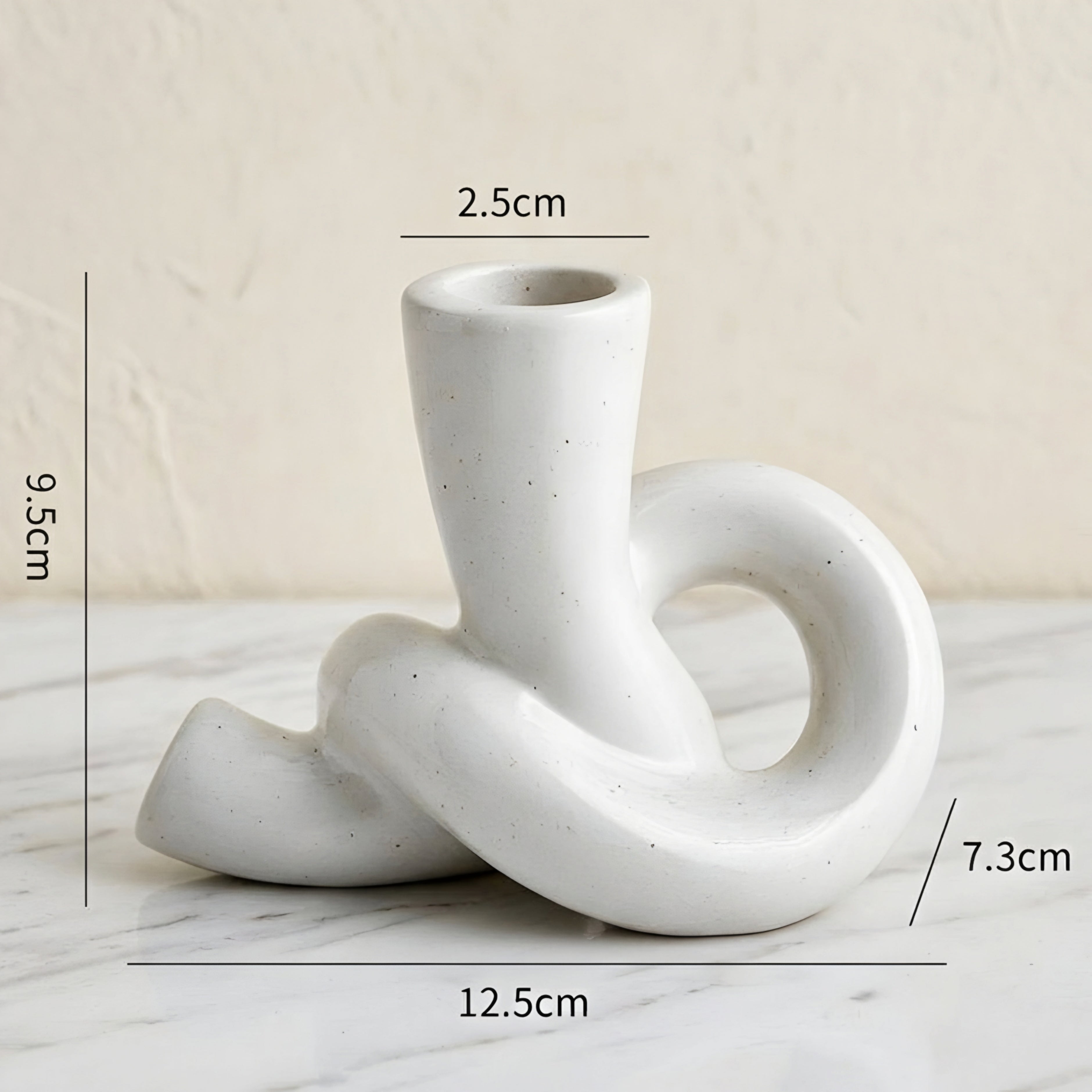 Knotera Ceramic Candle Holder – Modern White Sculptural Decorative Centerpiece Living Room Table