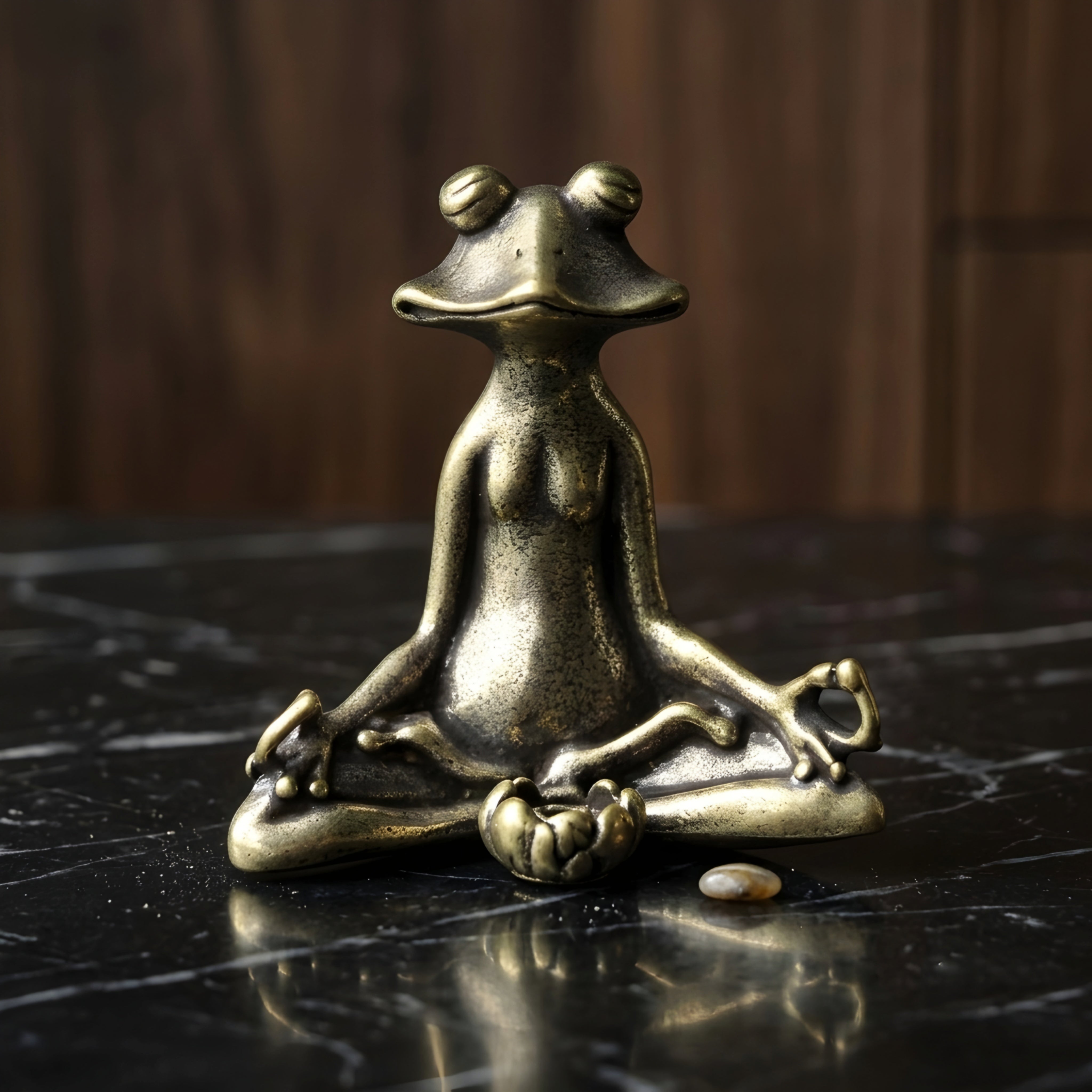 Zephren Meditation Frog Figurine – Bronze Yoga Frog Statue Decorative Home Decor Accent Living Room Bedroom
