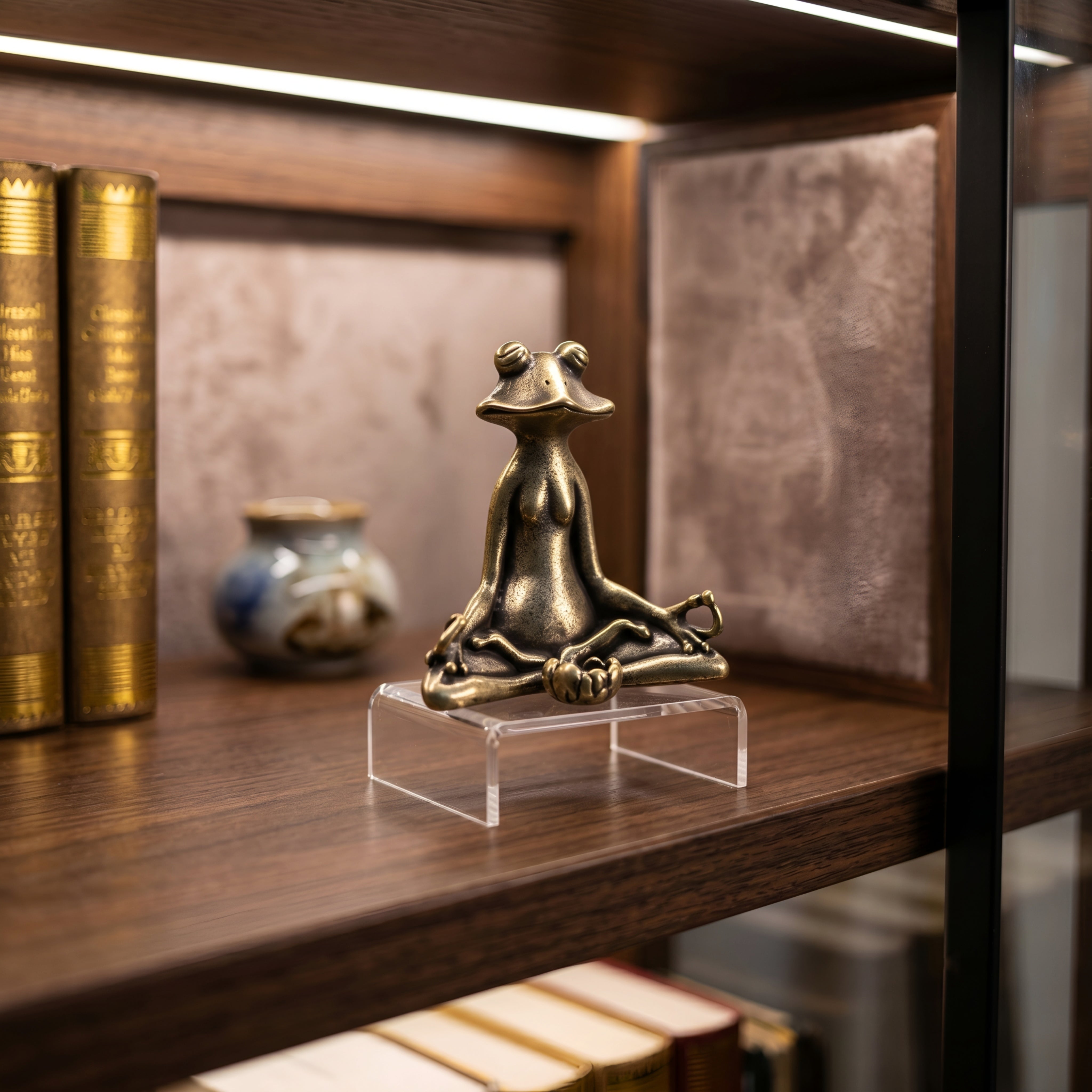 Zephren Meditation Frog Figurine – Bronze Yoga Frog Statue Decorative Home Decor Accent Living Room Bedroom