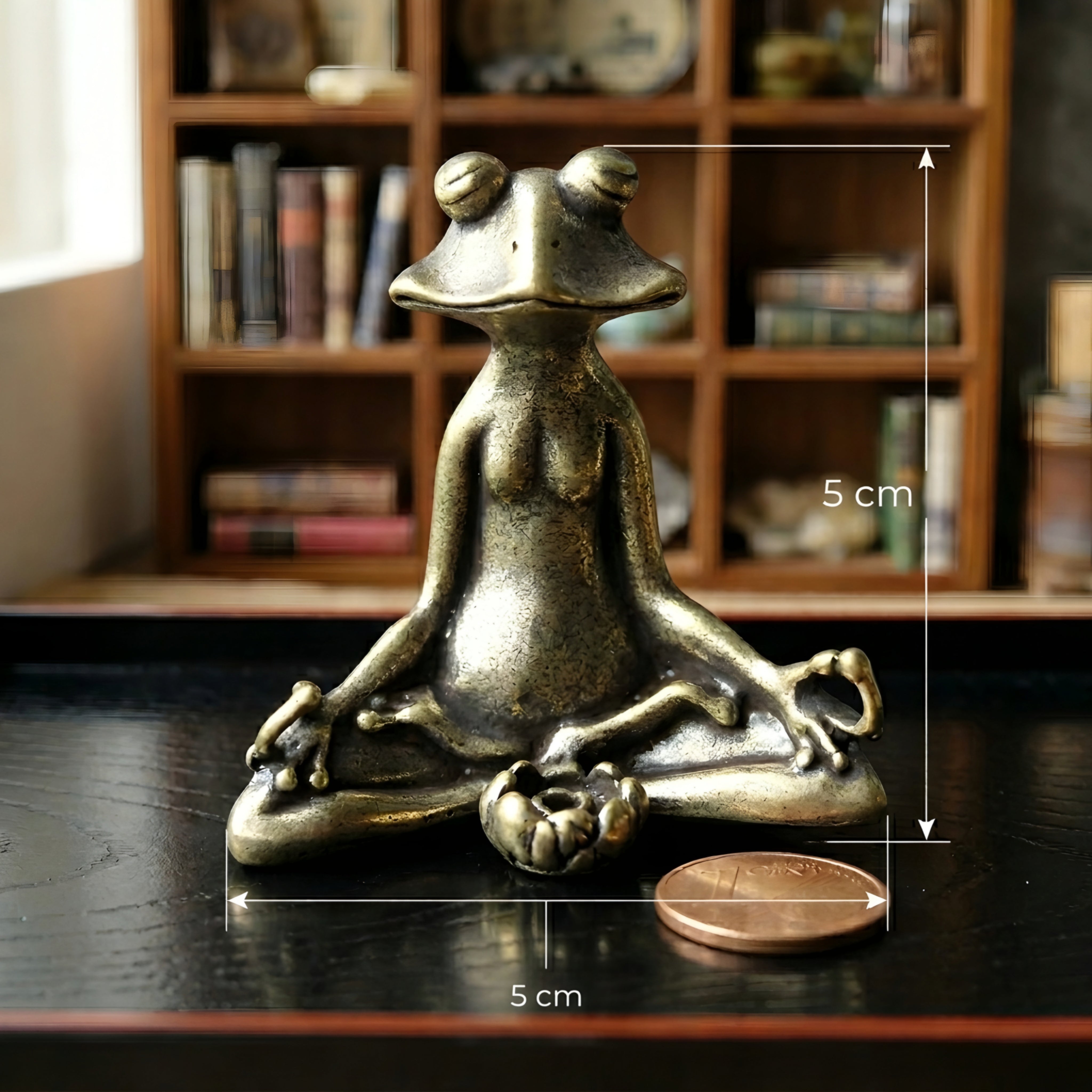 Zephren Meditation Frog Figurine – Bronze Yoga Frog Statue Decorative Home Decor Accent Living Room Bedroom