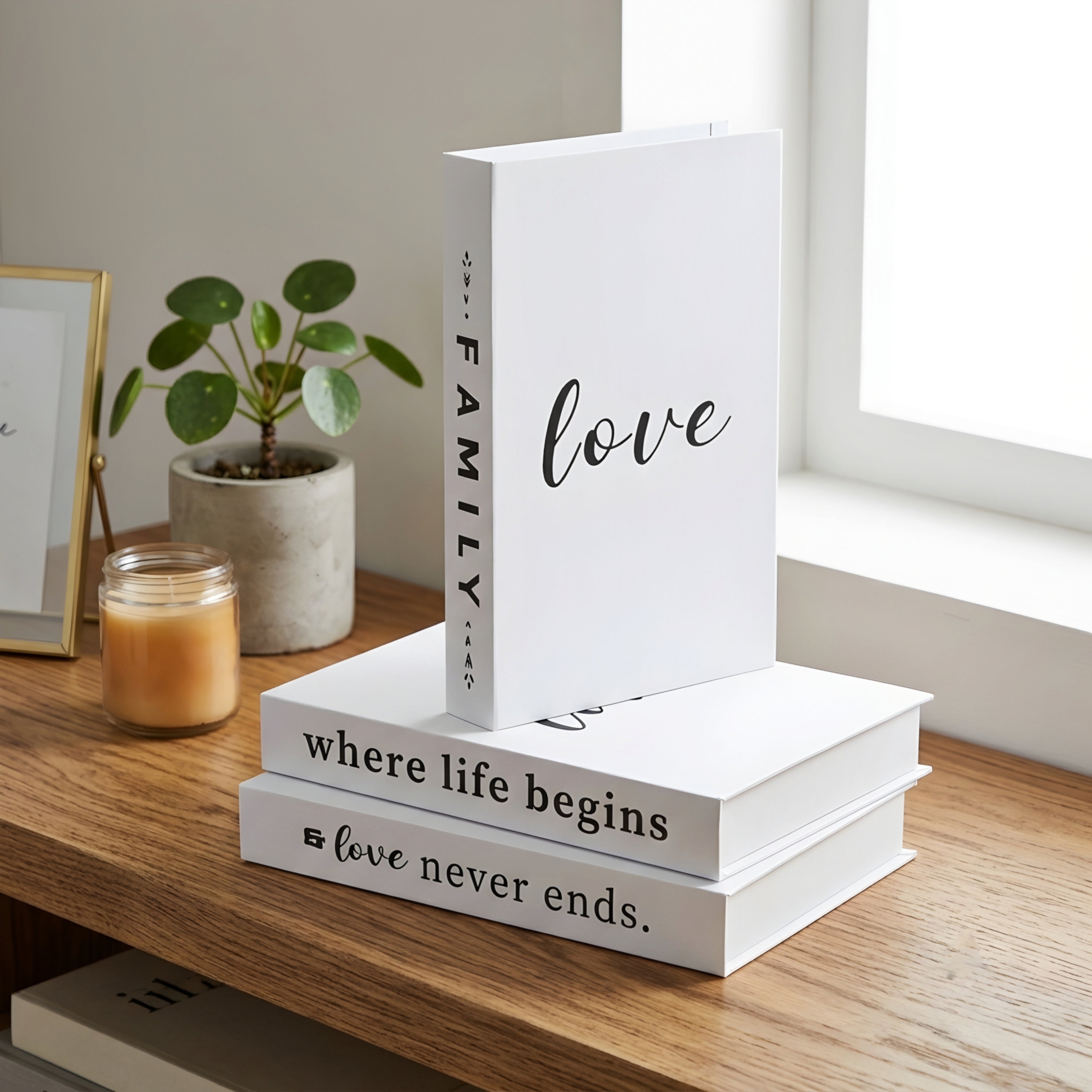 Storica Book Stack Decor – Decorative White Faux Books Living Room Bedroom Coffee Table Centerpiece