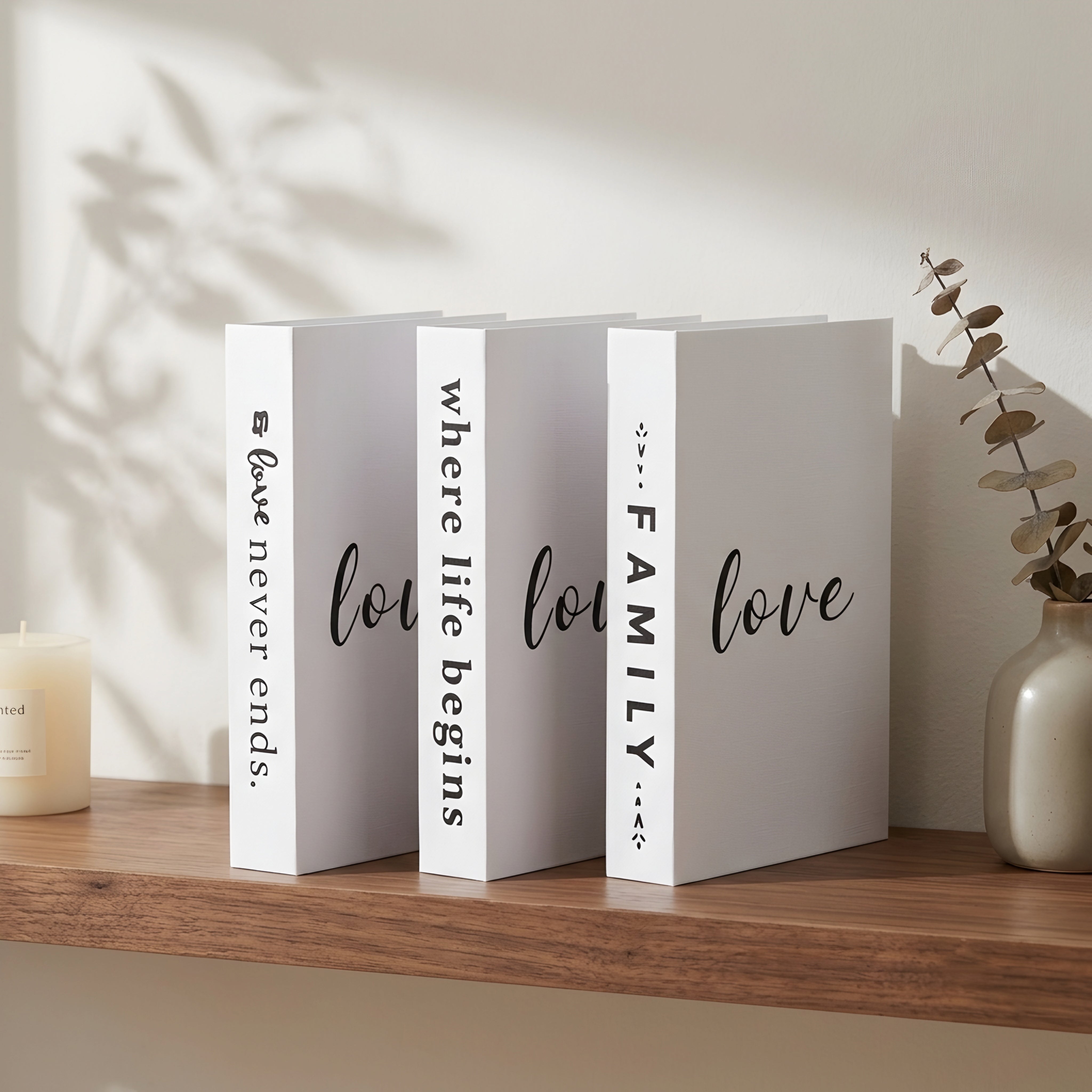Storica Book Stack Decor – Decorative White Faux Books Living Room Bedroom Coffee Table Centerpiece