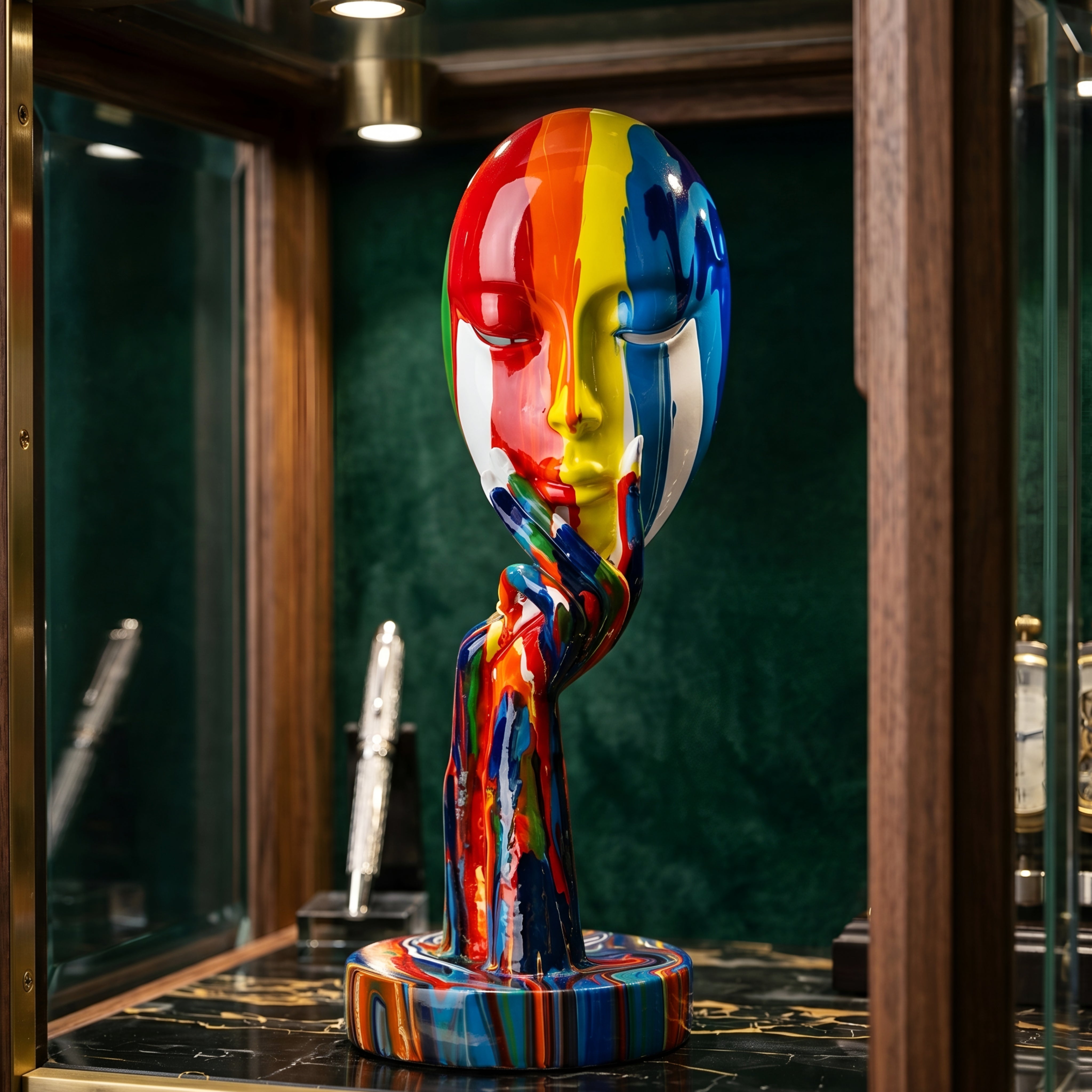 Prismara Abstract Face Sculpture – Modern Colorful Decorative Art Statue Living Room Bedroom Decor