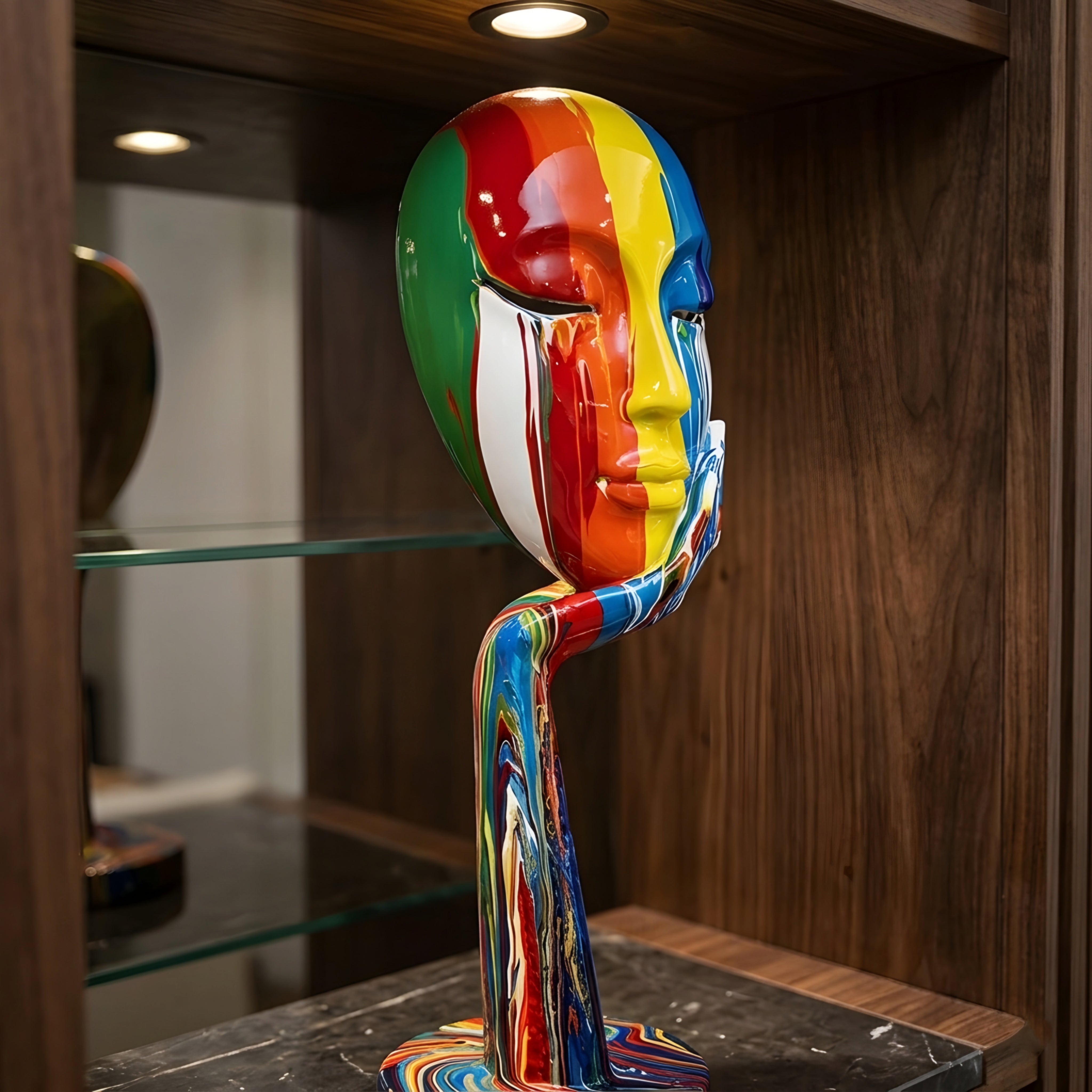 Prismara Abstract Face Sculpture – Modern Colorful Decorative Art Statue Living Room Bedroom Decor