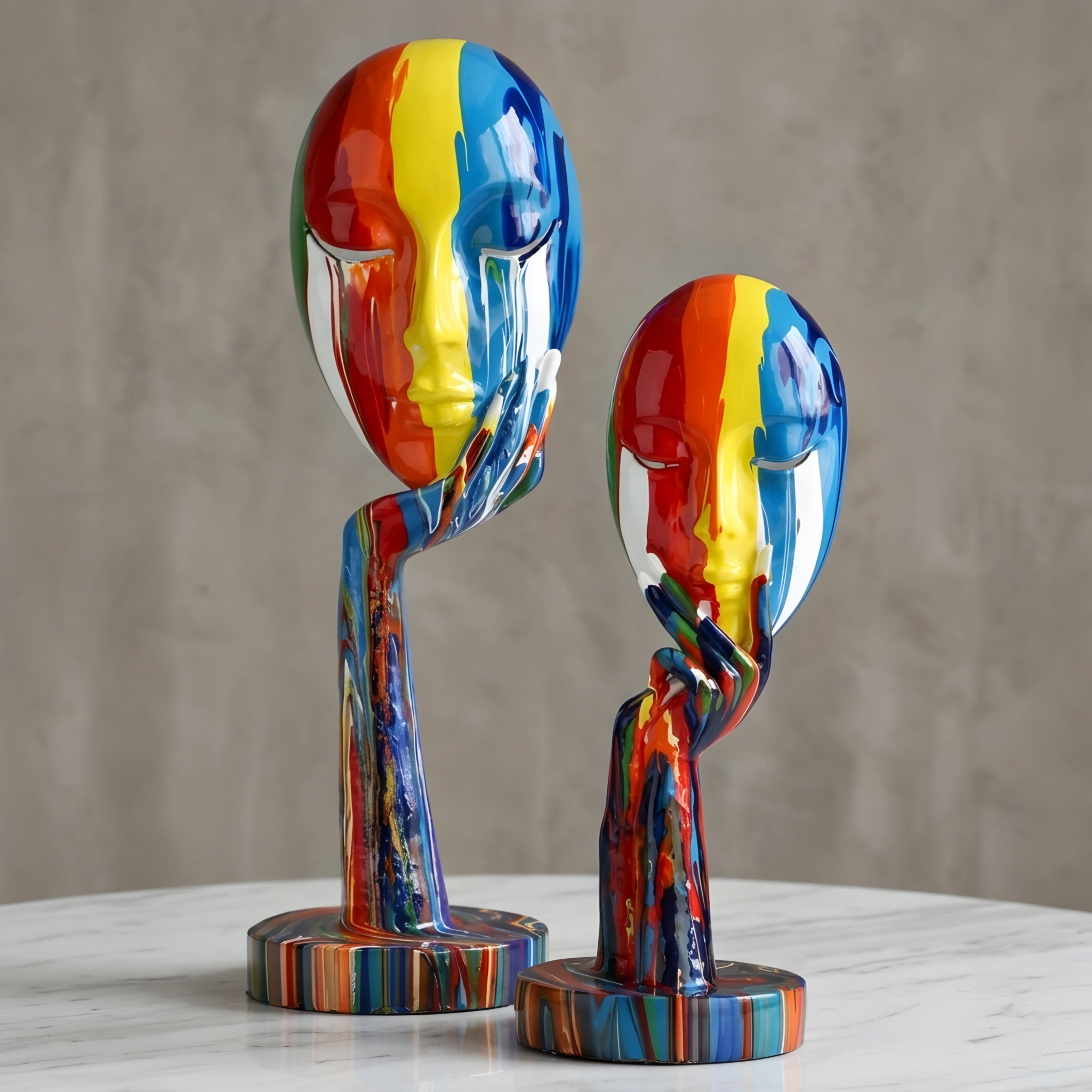 Prismara Abstract Face Sculpture – Modern Colorful Decorative Art Statue Living Room Bedroom Decor